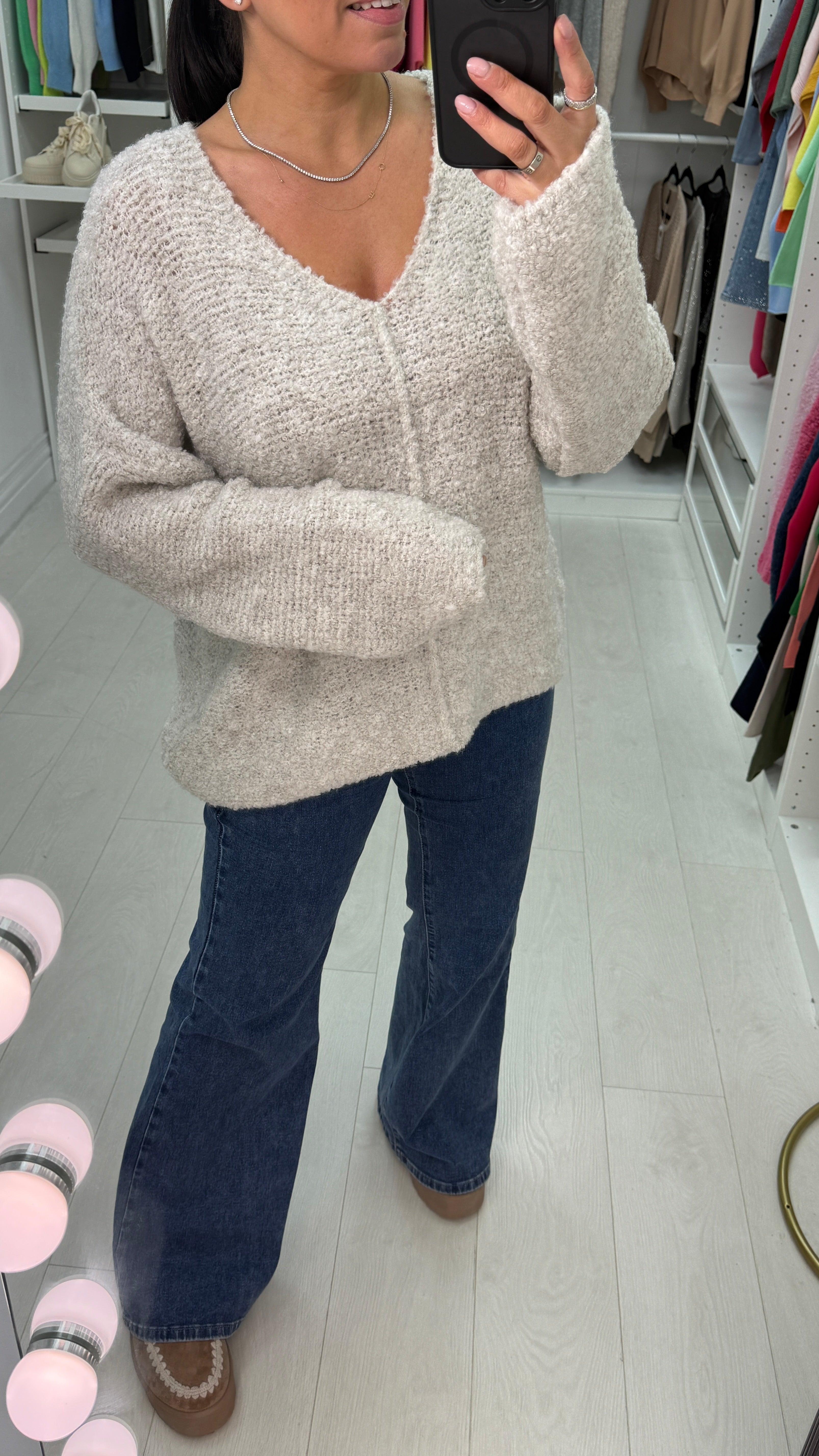 Katie Boucle Super Soft V Neck Jumper