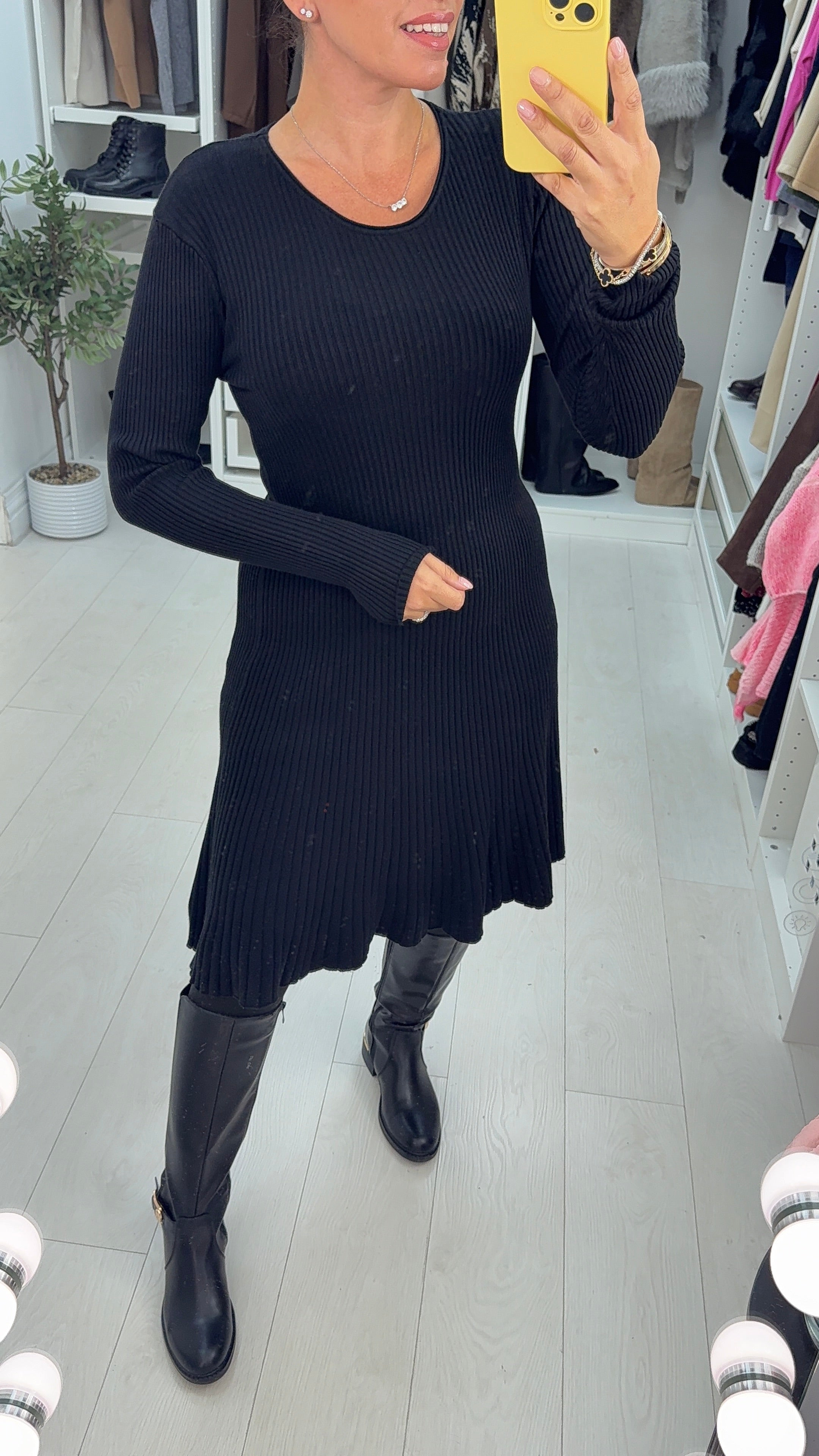 Vivienna Plain Ribbed Dress