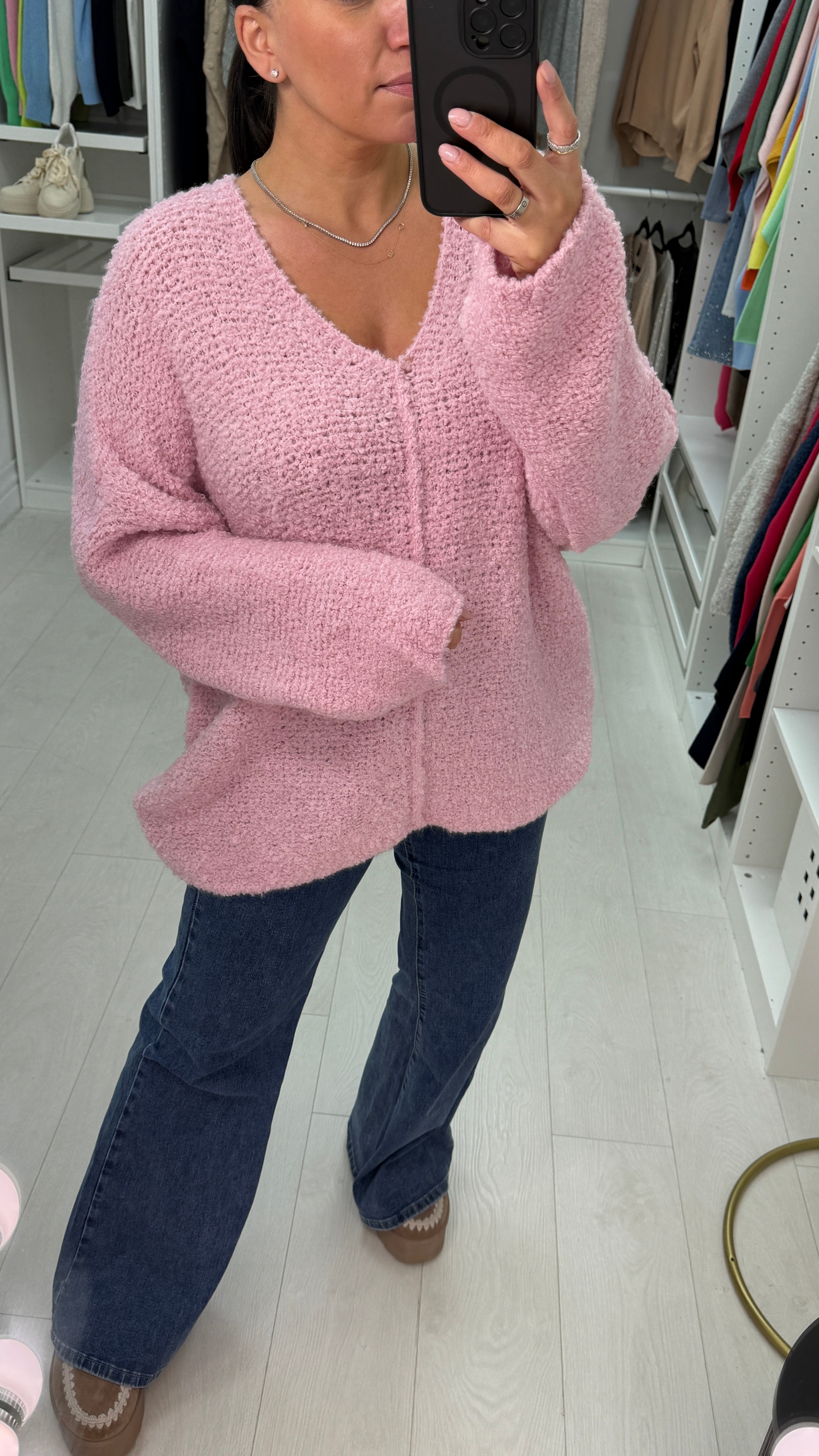 Katie Boucle Super Soft V Neck Jumper