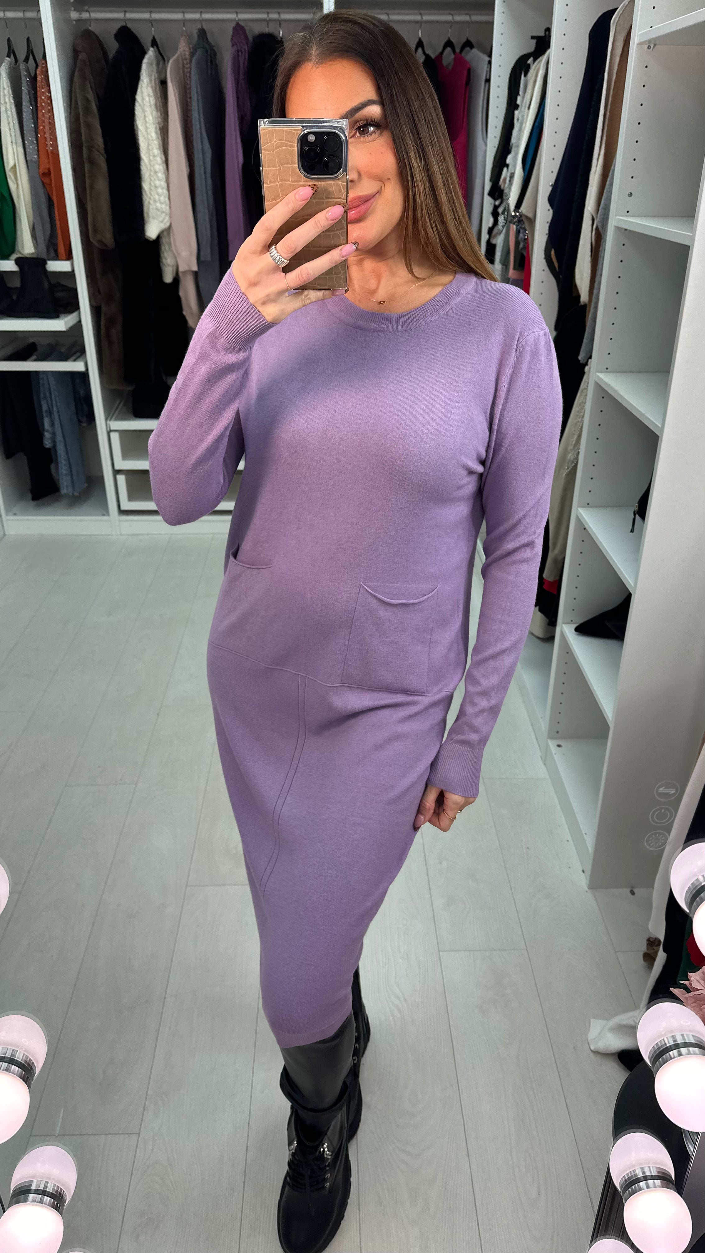 Adrienne Plain Front Pocket Jumper Dress