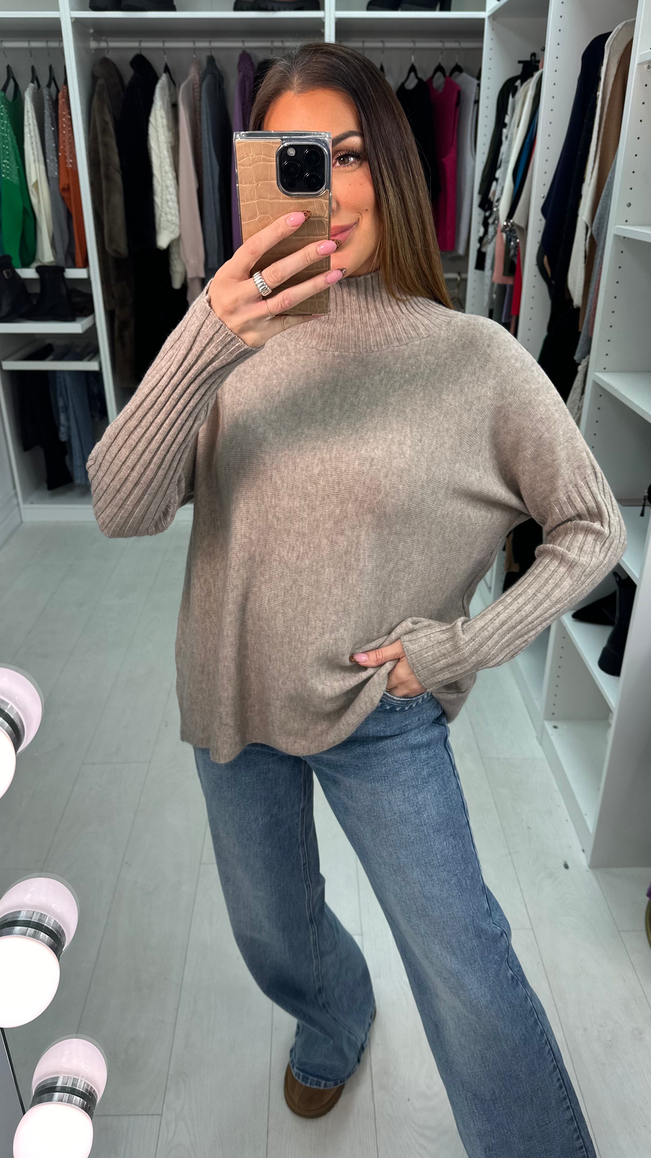 Barrie Plain High Neck Super Soft Knit Jumper