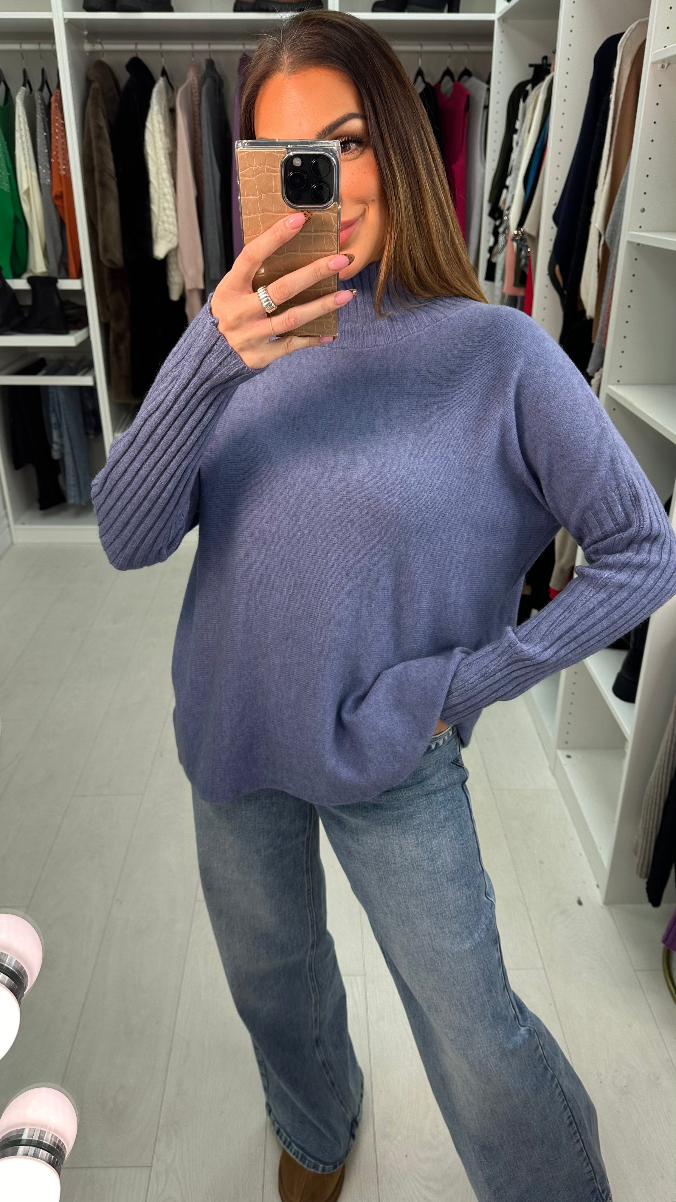Barrie Plain High Neck Super Soft Knit Jumper