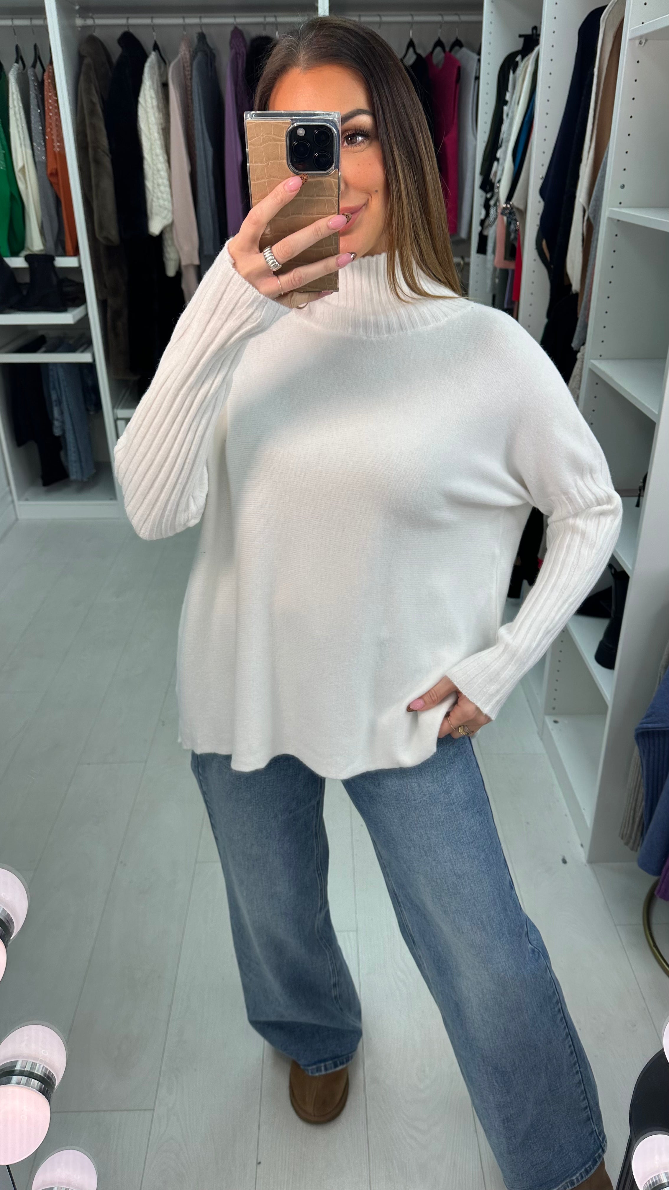 Barrie Plain High Neck Super Soft Knit Jumper