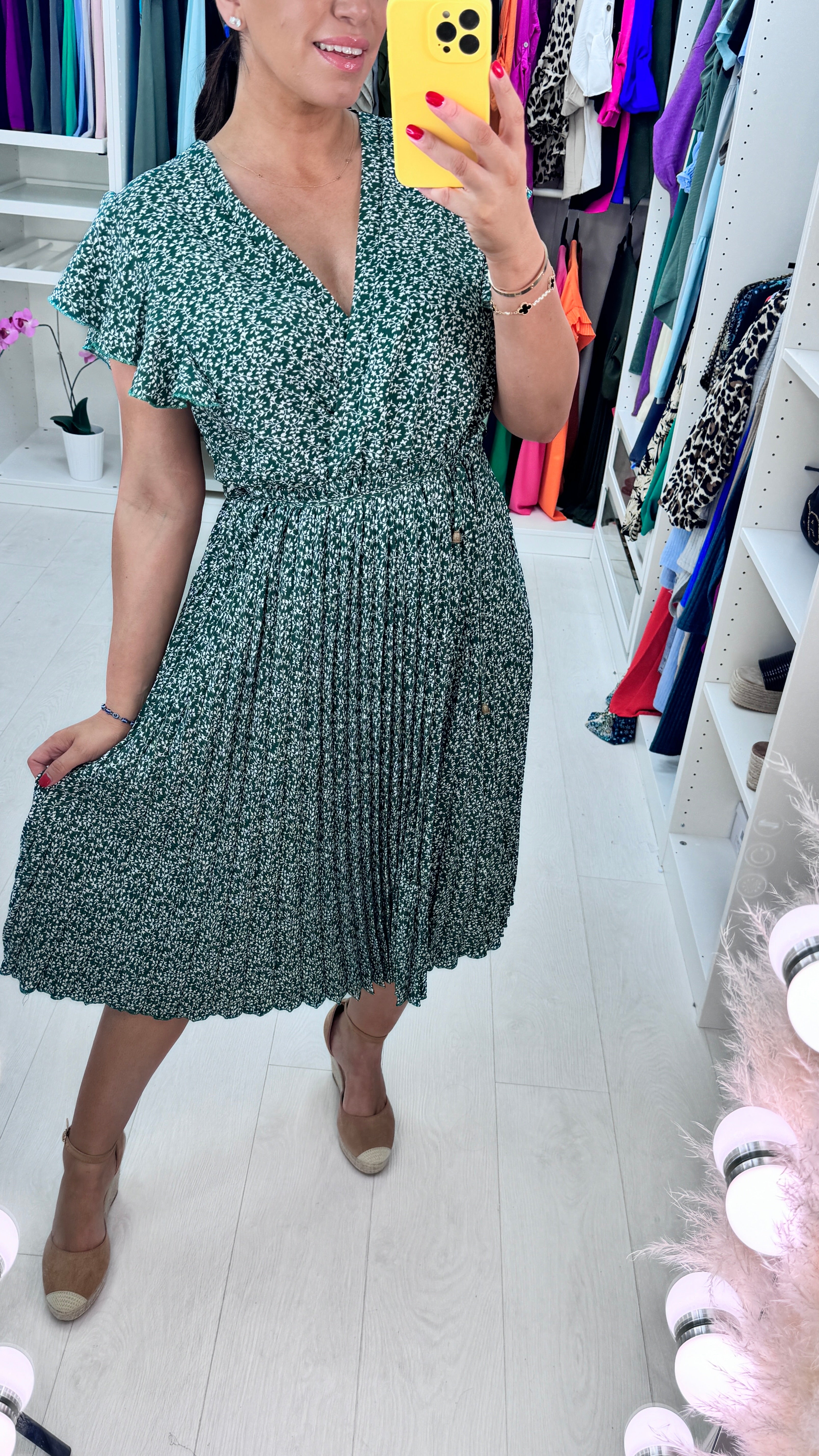 Trudy Wrap Effect Pleat Dress