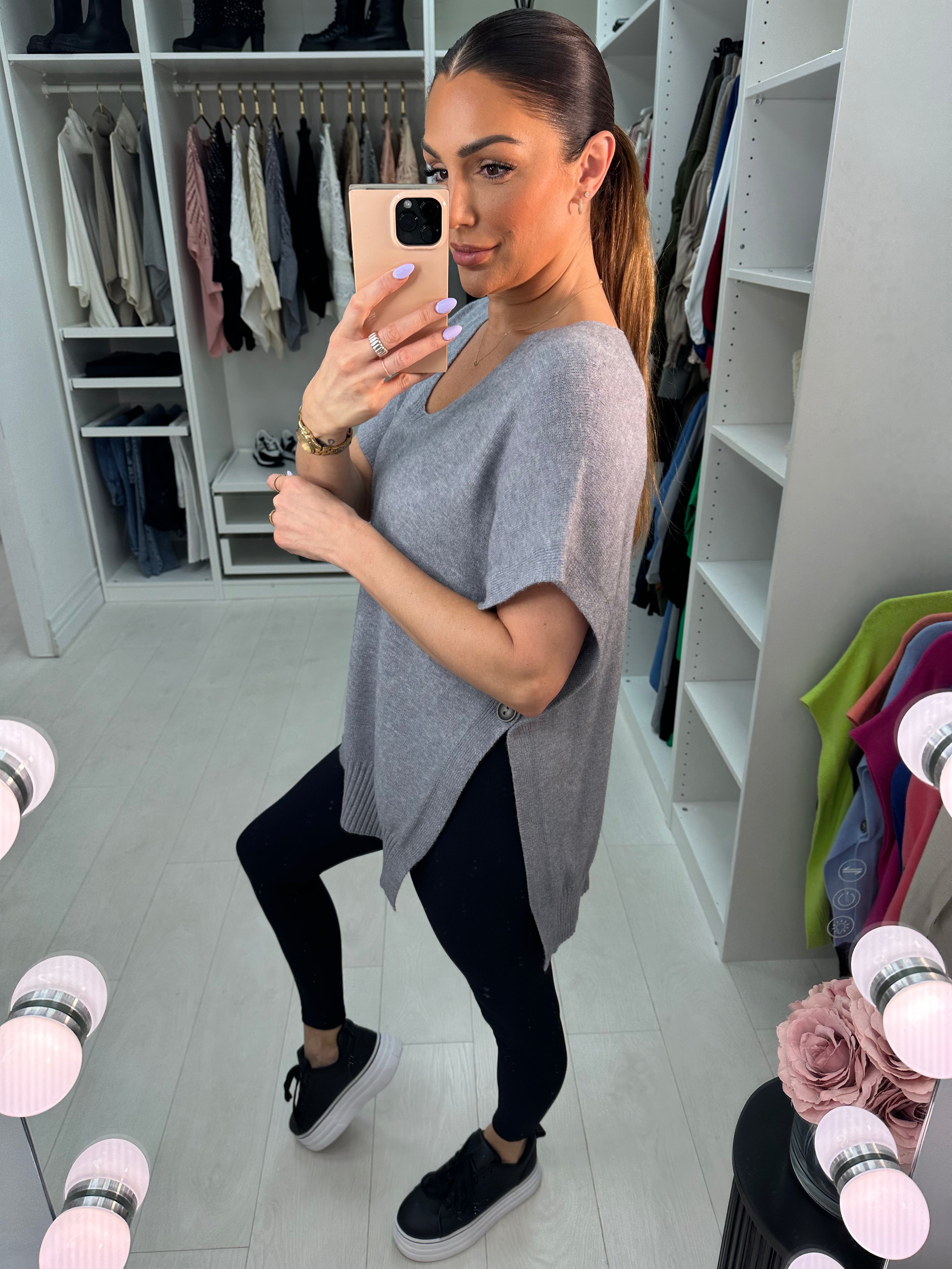 Kimberly Side Button Poncho Jumper