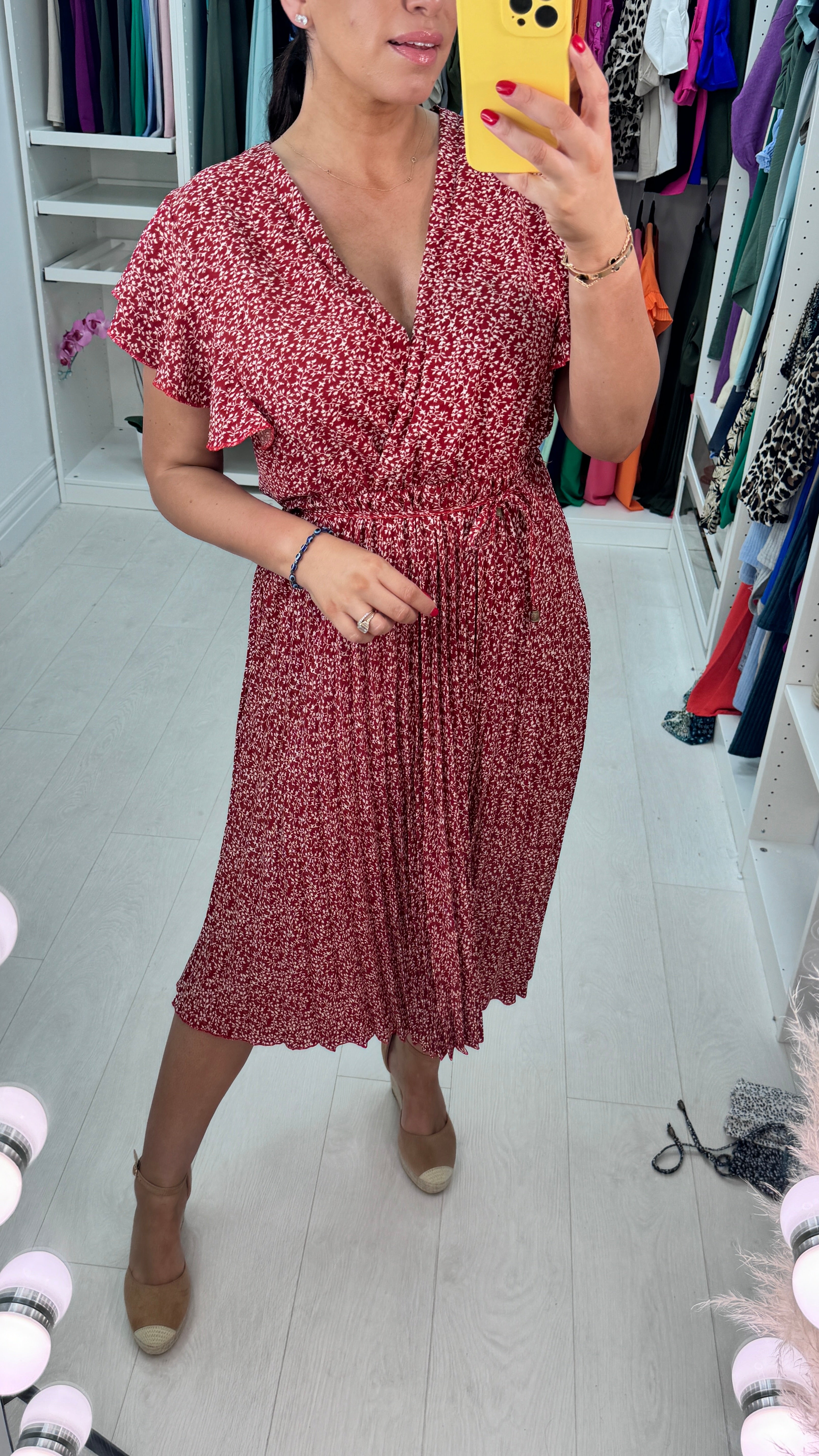 Trudy Wrap Effect Pleat Dress