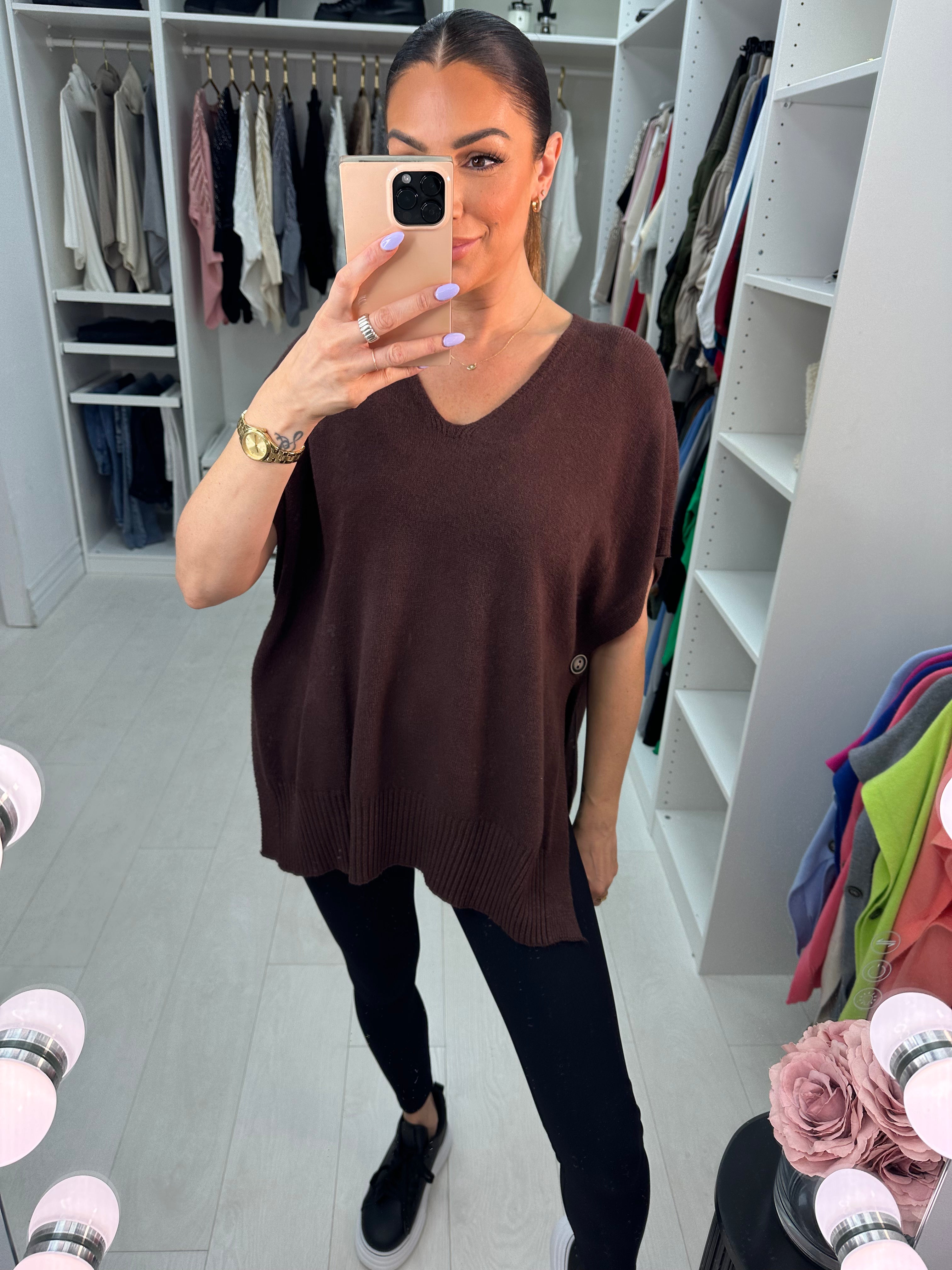 Kimberly Side Button Poncho Jumper