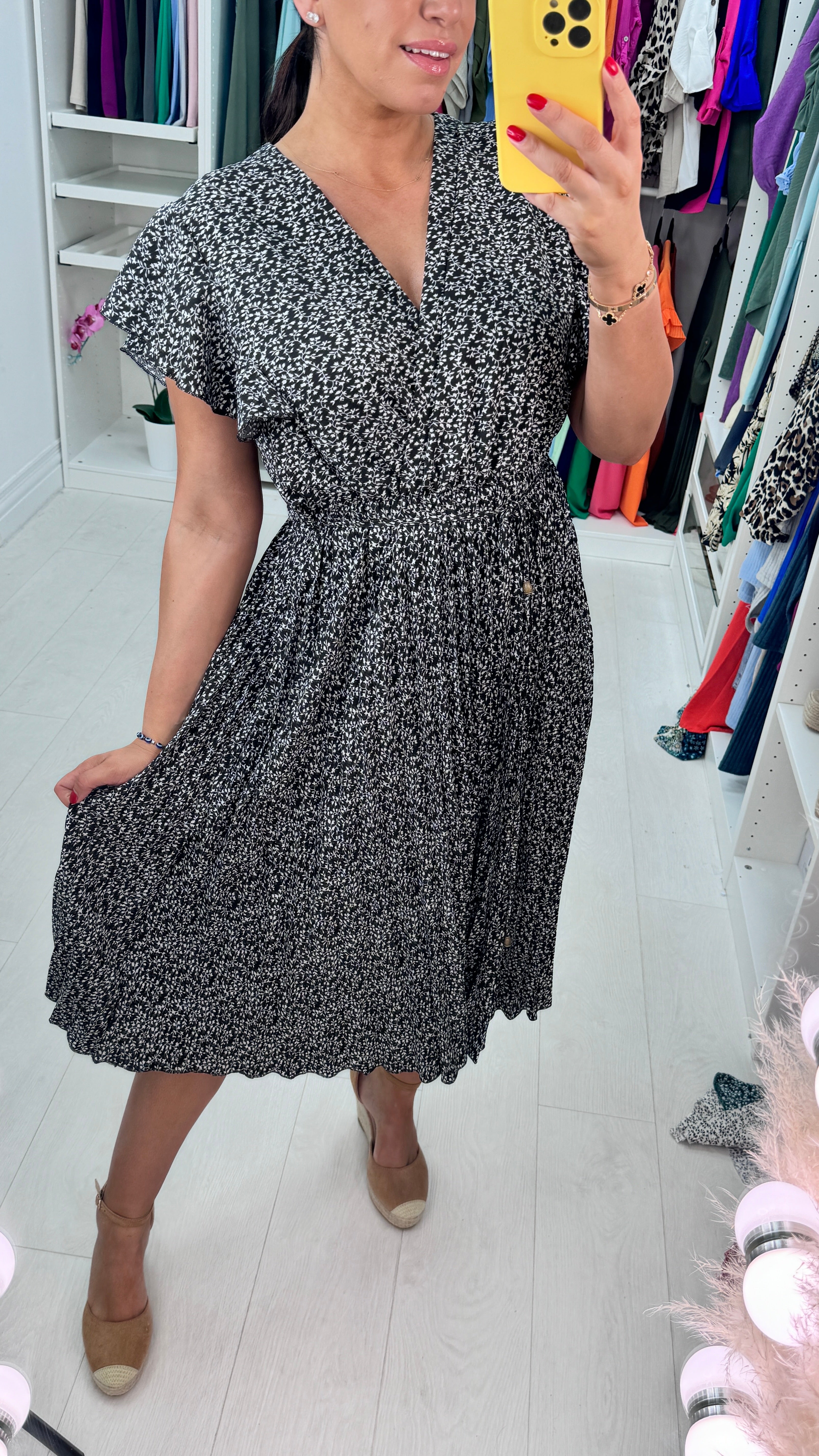 Trudy Wrap Effect Pleat Dress