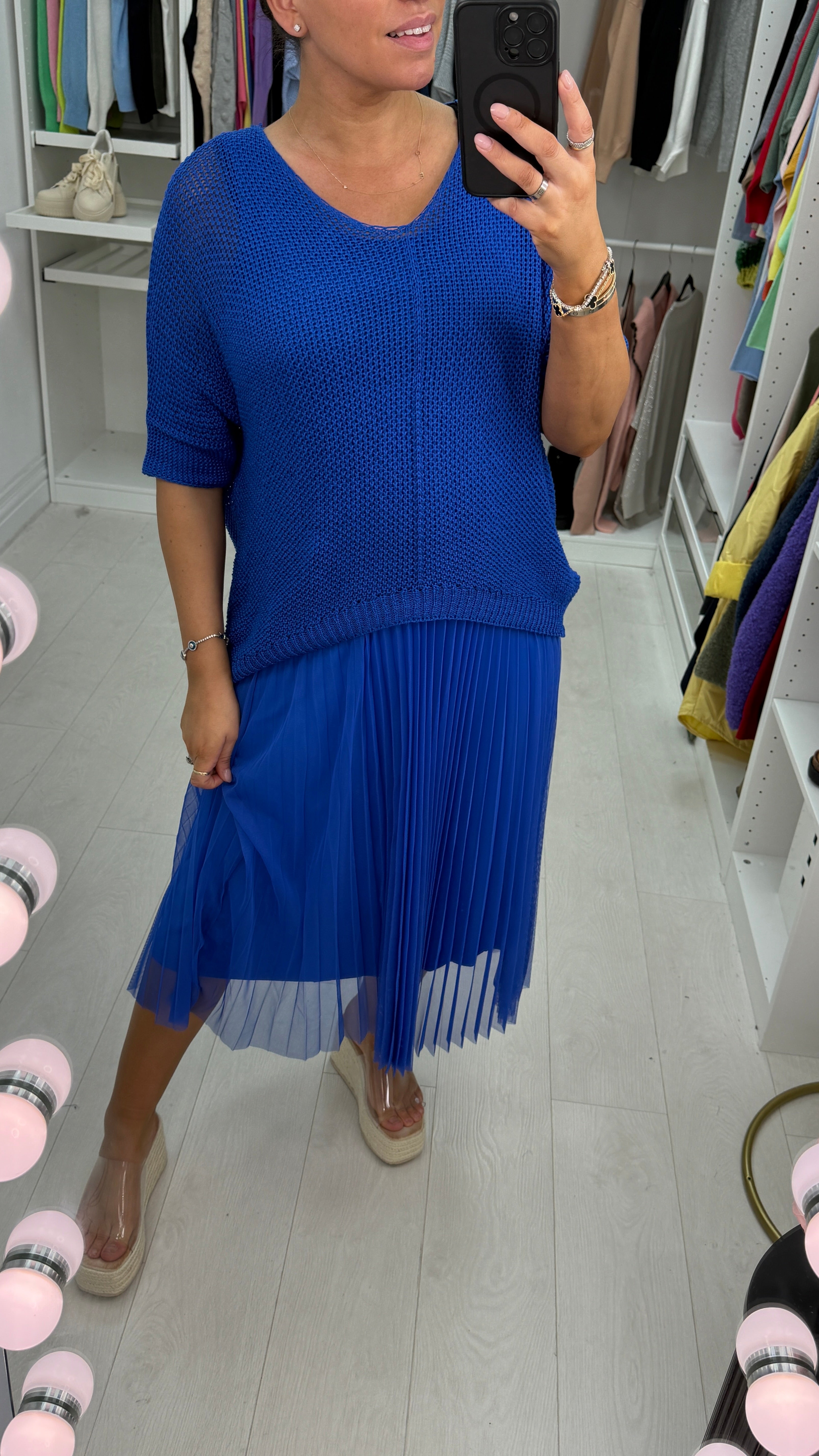 Alissia 2 Piece Knit Top & Pleated Chiffon Dress