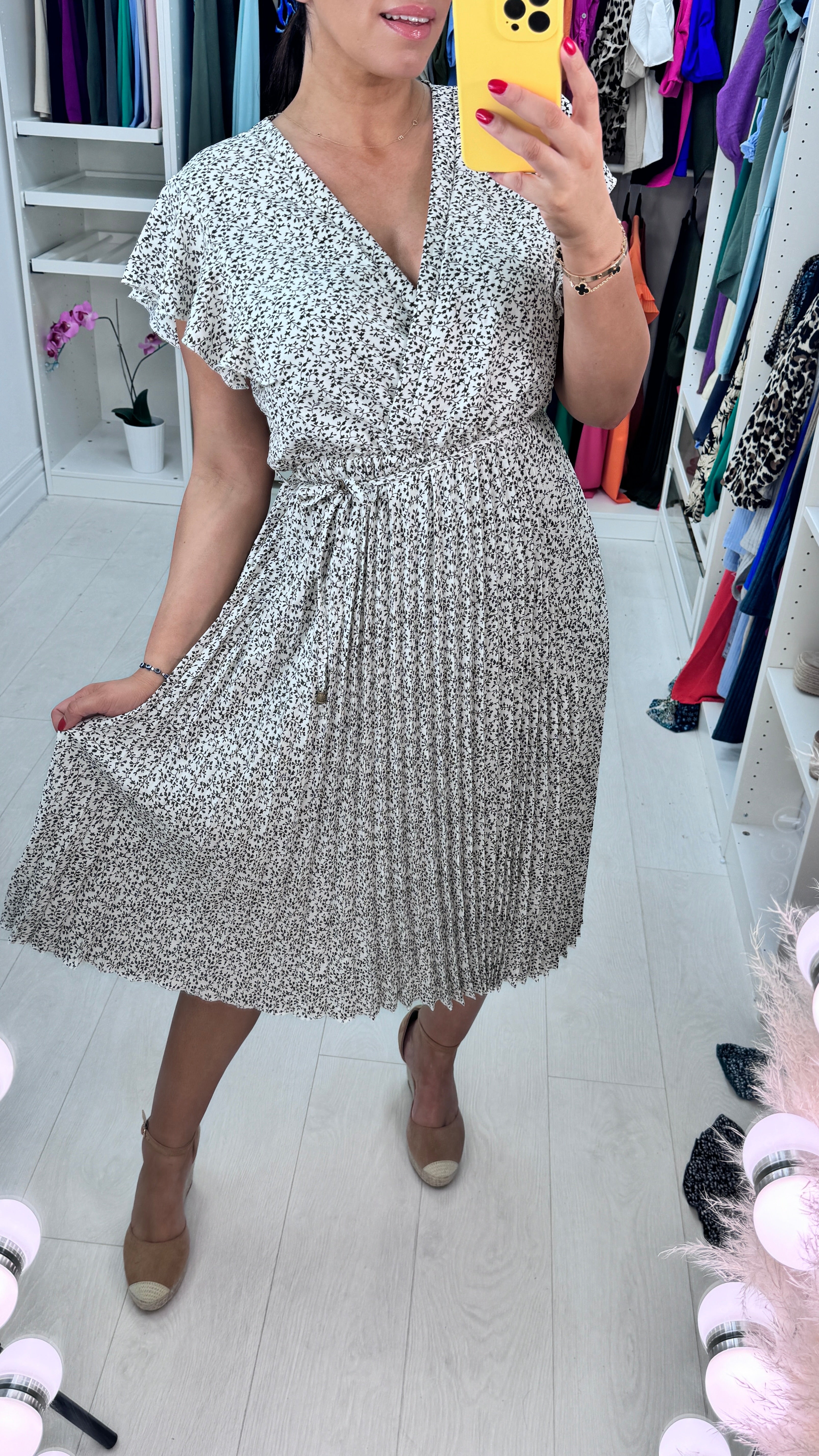 Trudy Wrap Effect Pleat Dress