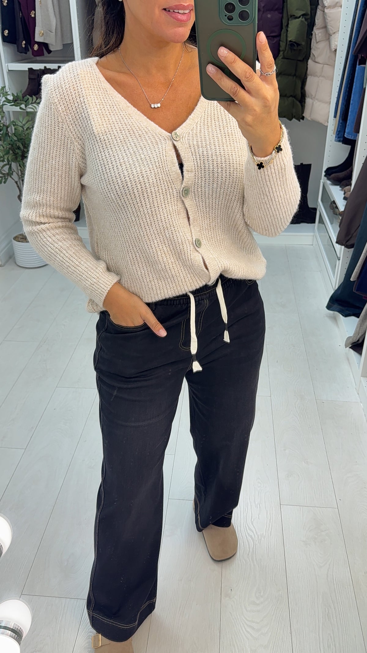 Thea Elasticated Waist Denim Trousers