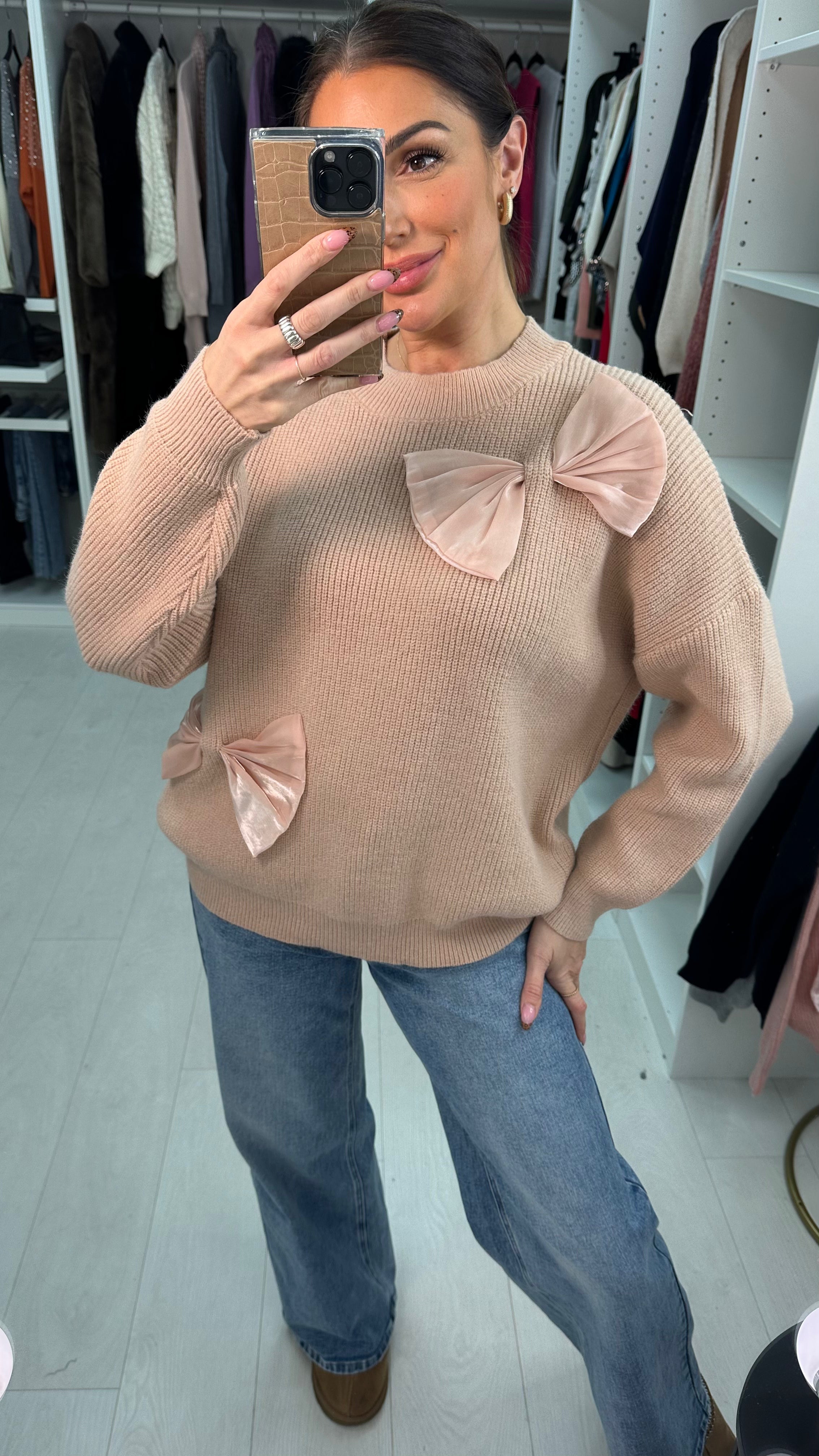 Marion Plain Bow Detail Knit Jumper