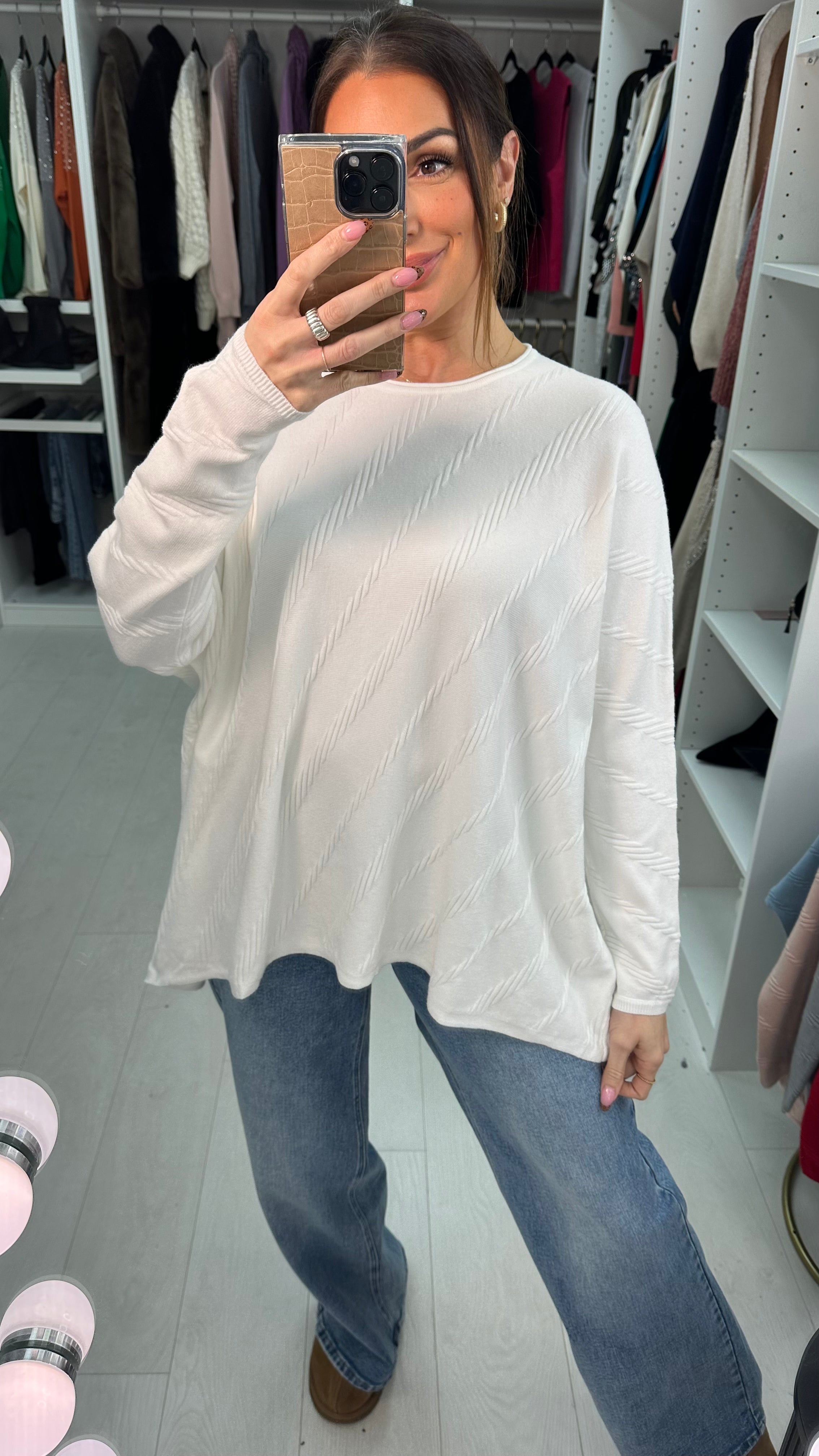 Parvin Textured Loose Fit Knit Jumper