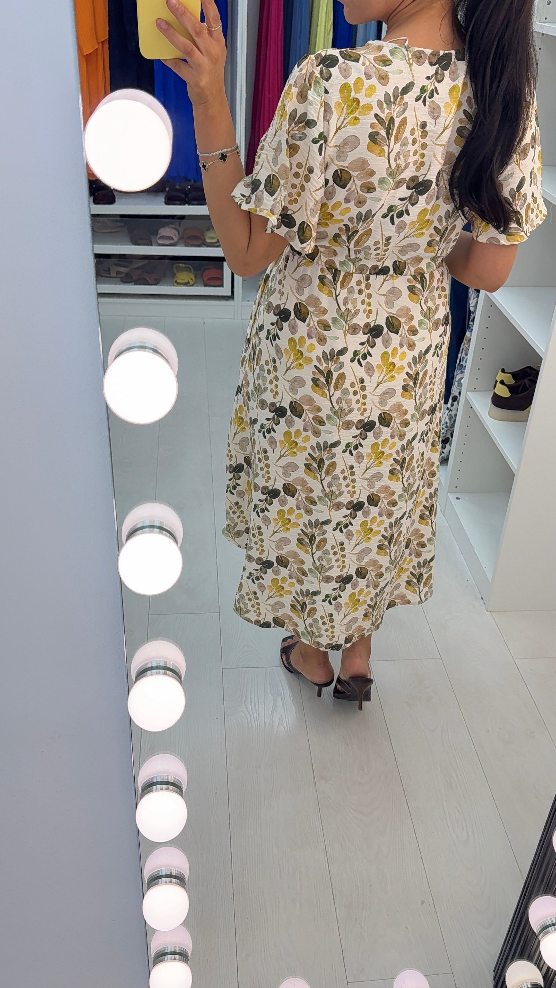 Andra Drawstring Waist Button Front Maxi Dress