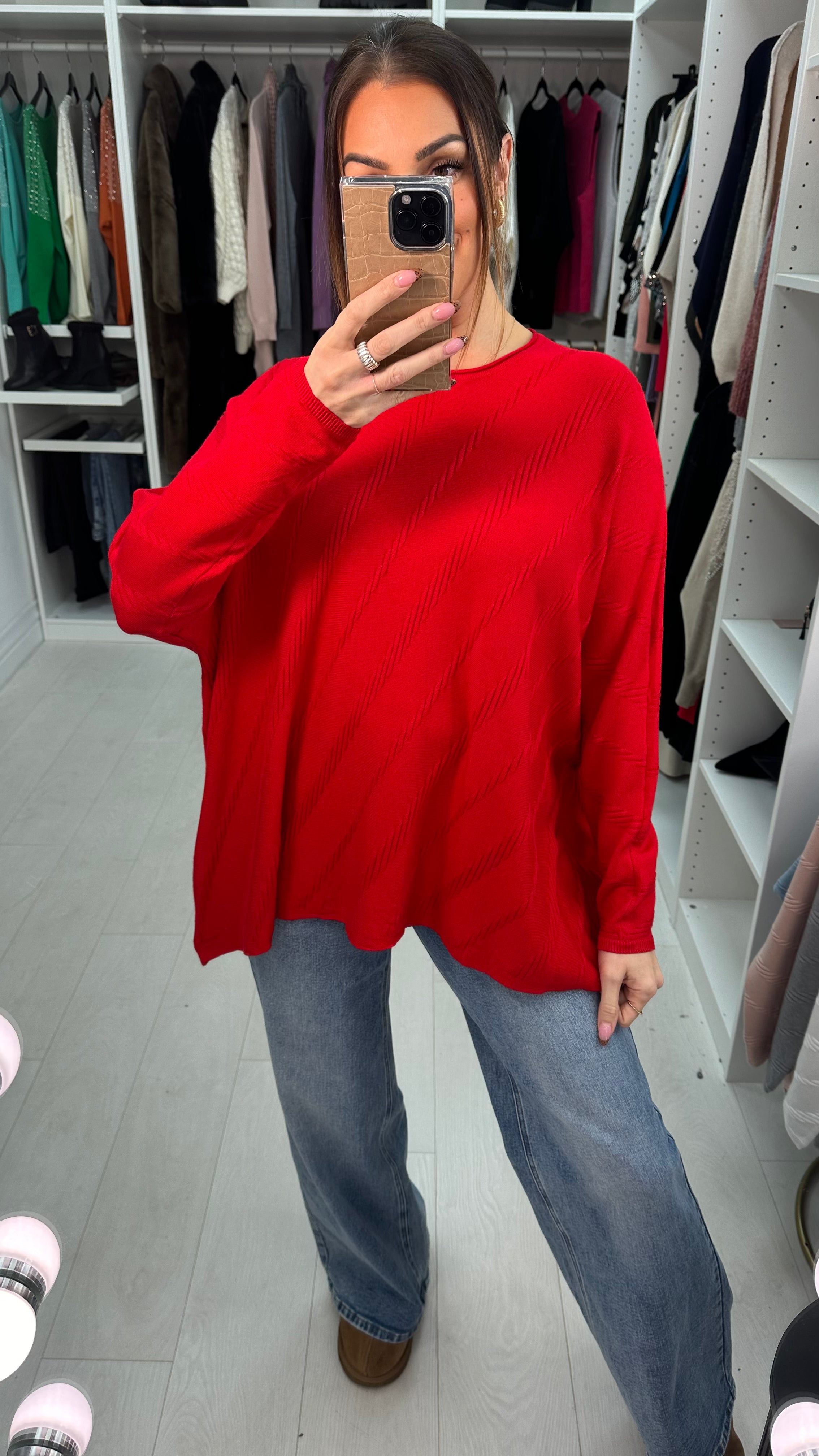 Parvin Textured Loose Fit Knit Jumper