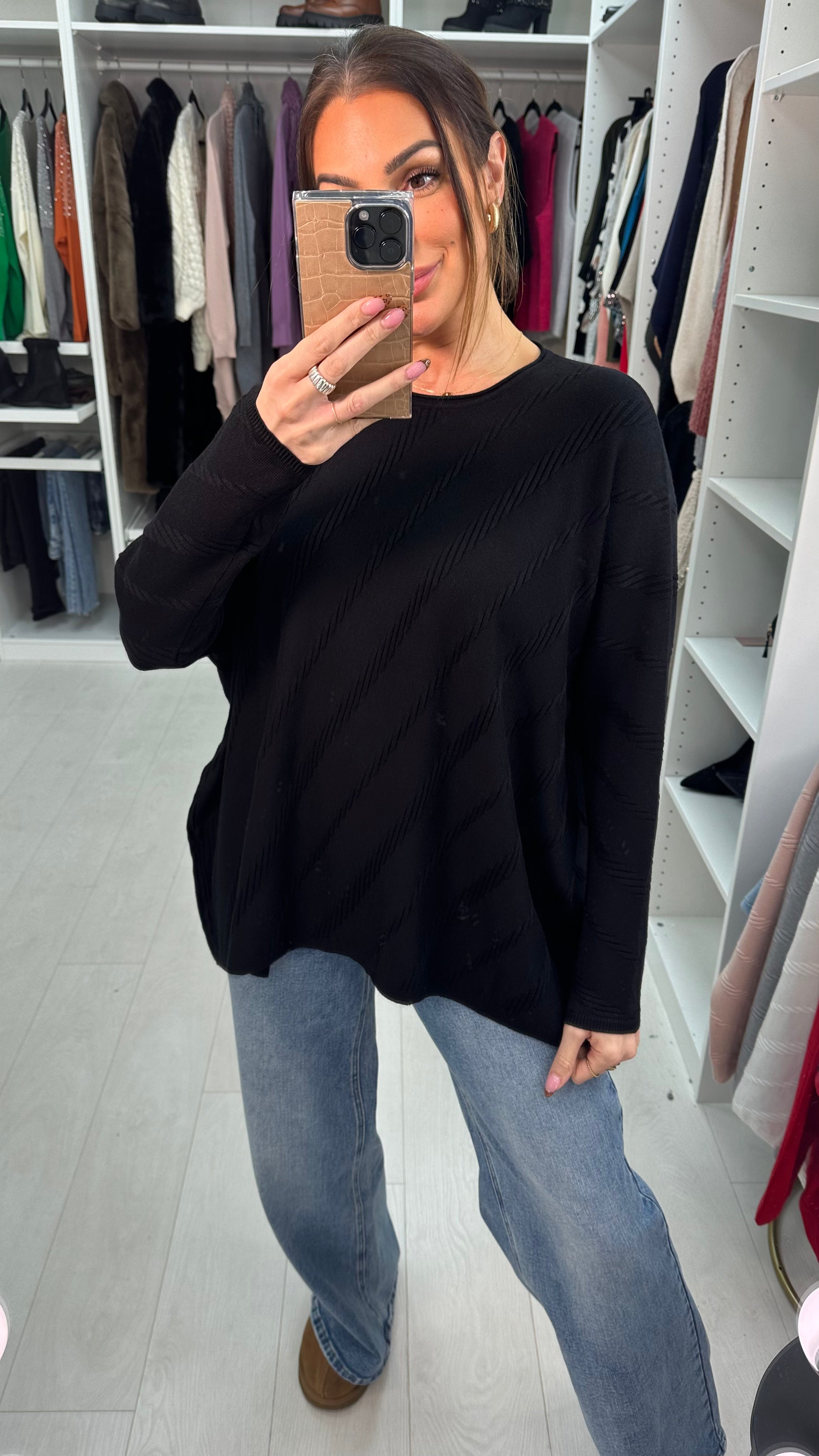 Parvin Textured Loose Fit Knit Jumper