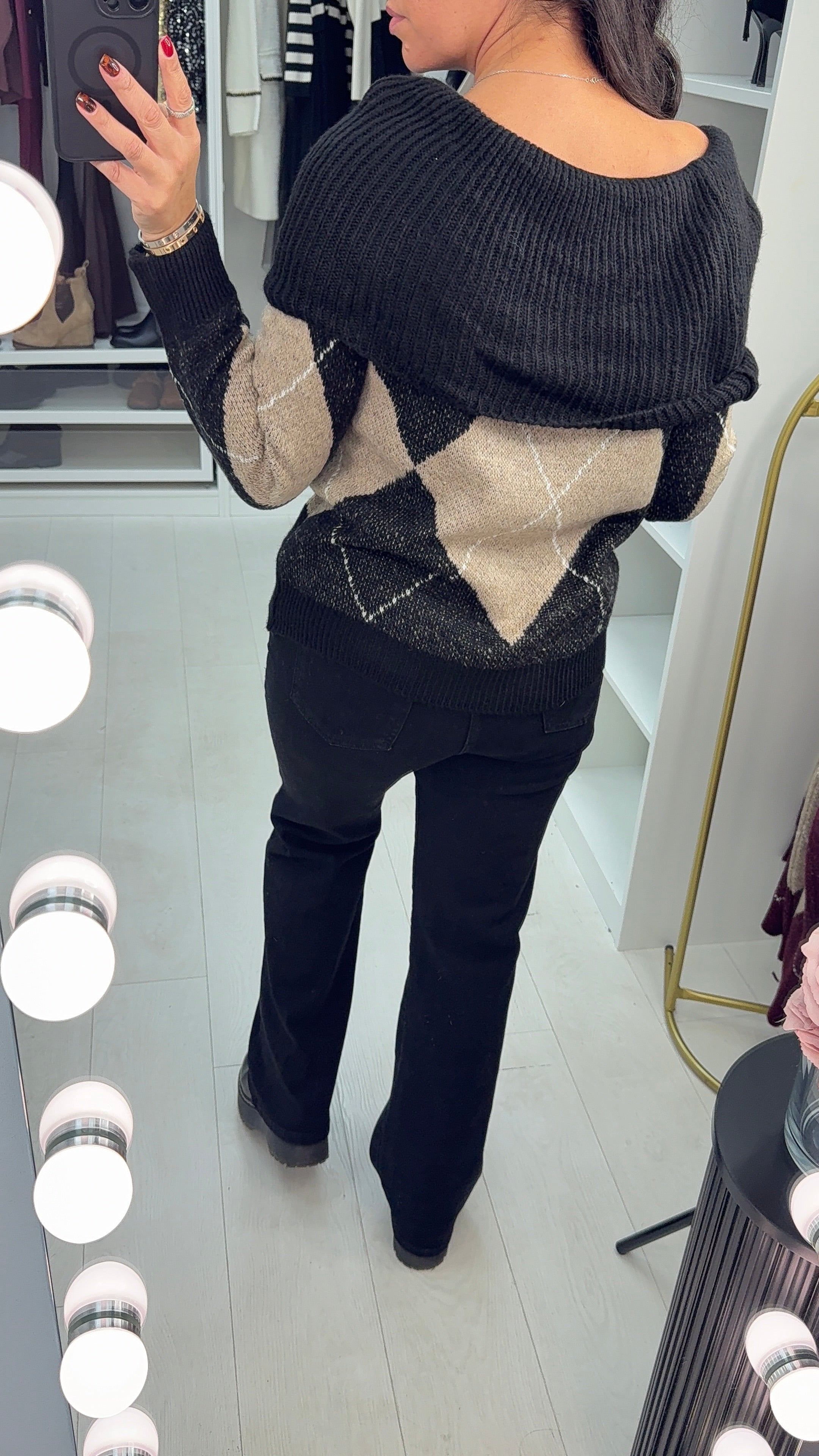 Nelly Argyle Print Bardot Jumper