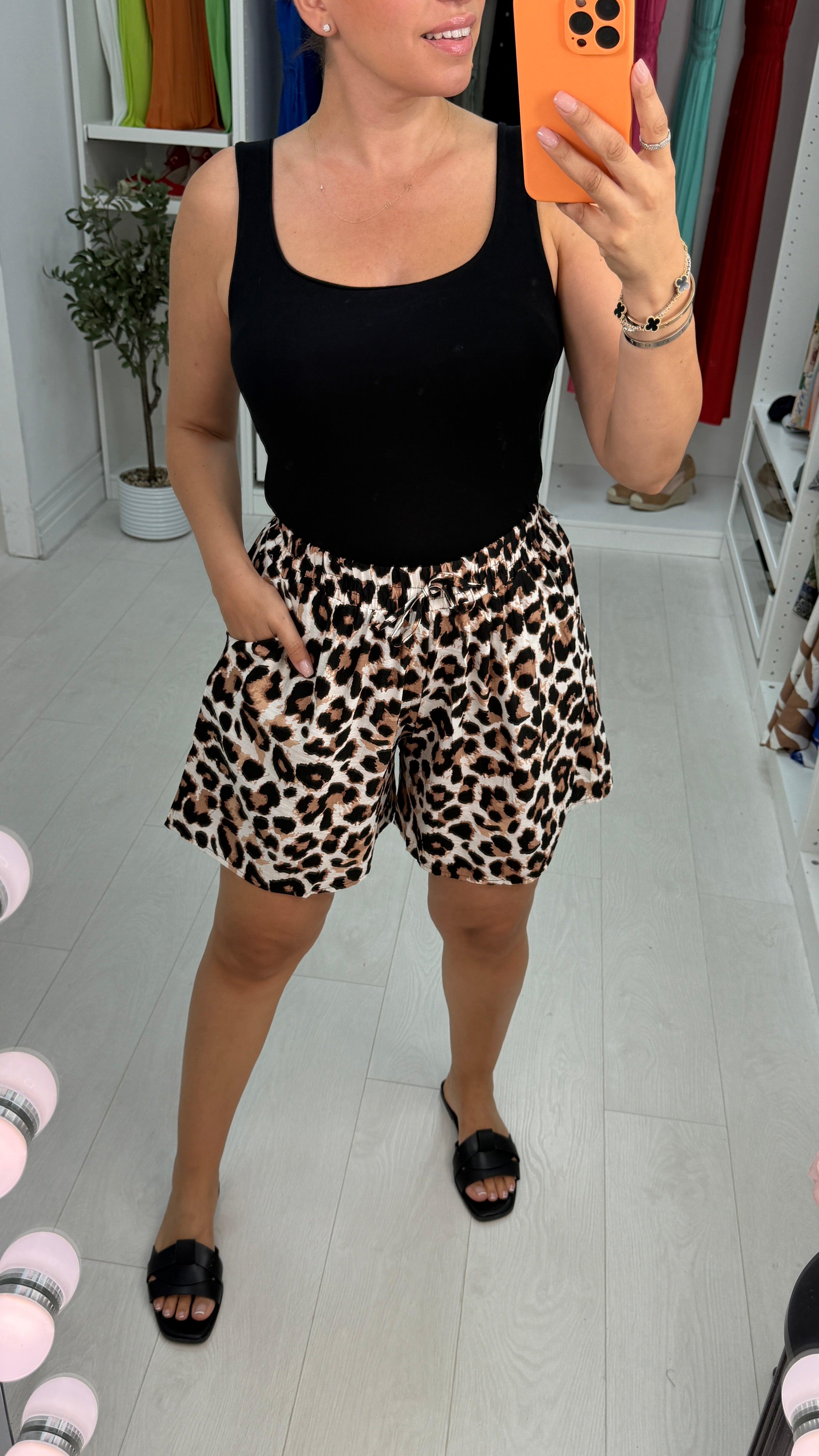 Mica Leopard Print Elasticated Waist Shorts