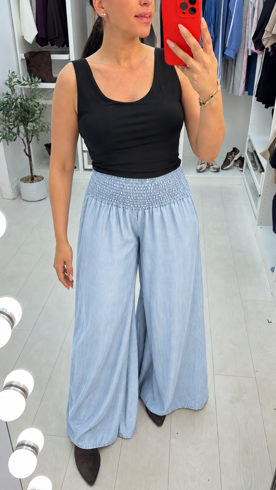 Cherie Elasticated Waist Loose Fit Denim Trousers