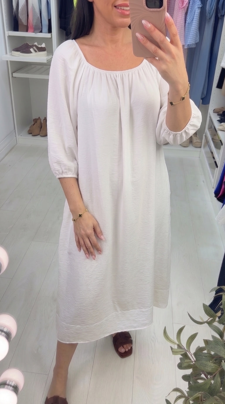 Kleo Plain Elasticated Bardot Smock Dress