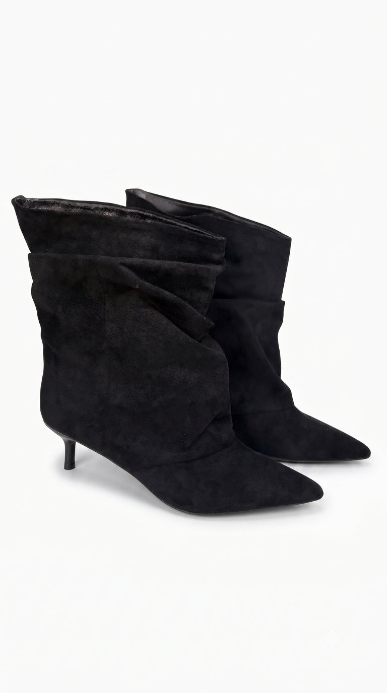 Hariet Faux suede Runched Heeled Boots