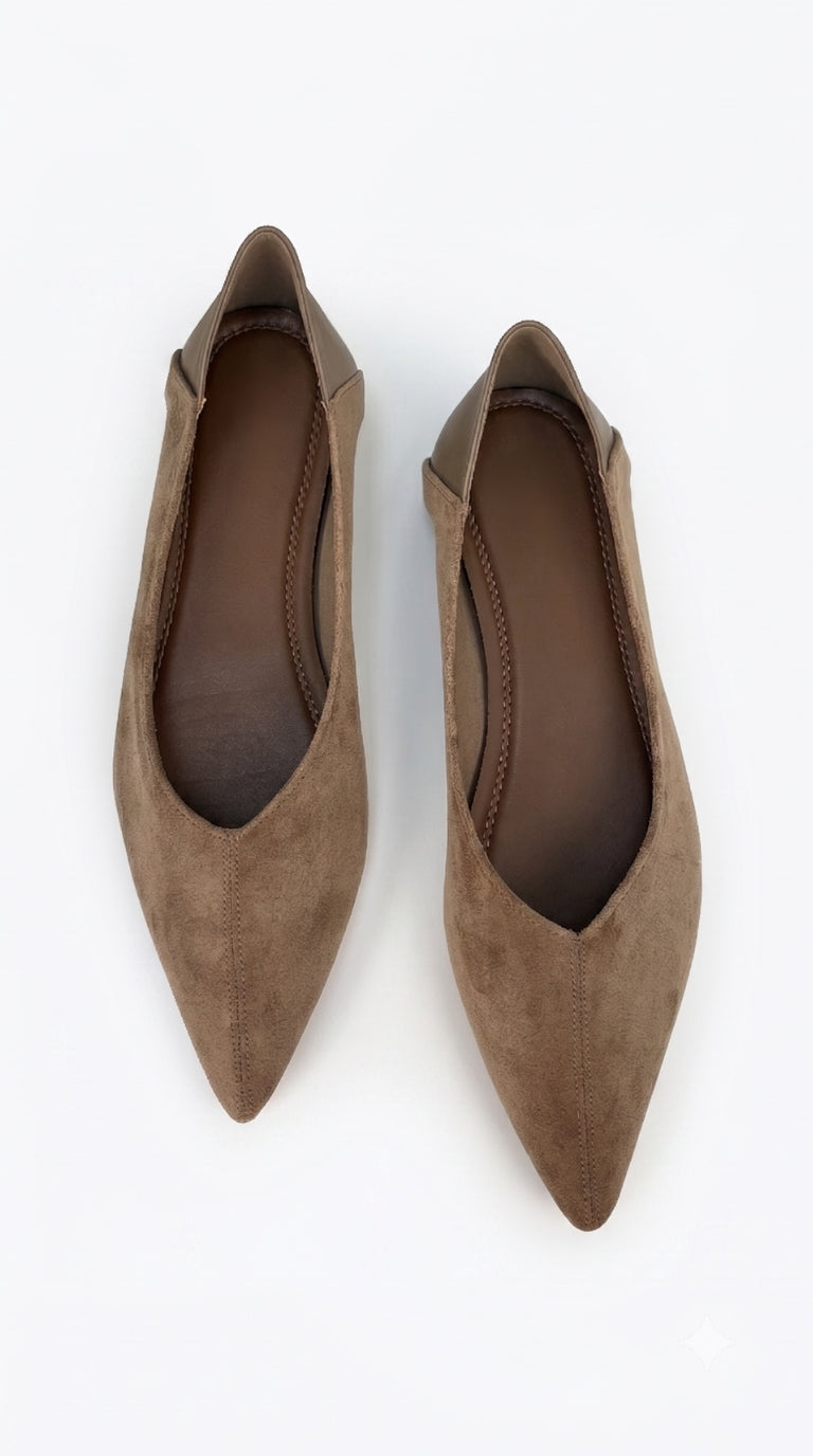 Vivia Faux Suede Pointed Ballet Flats