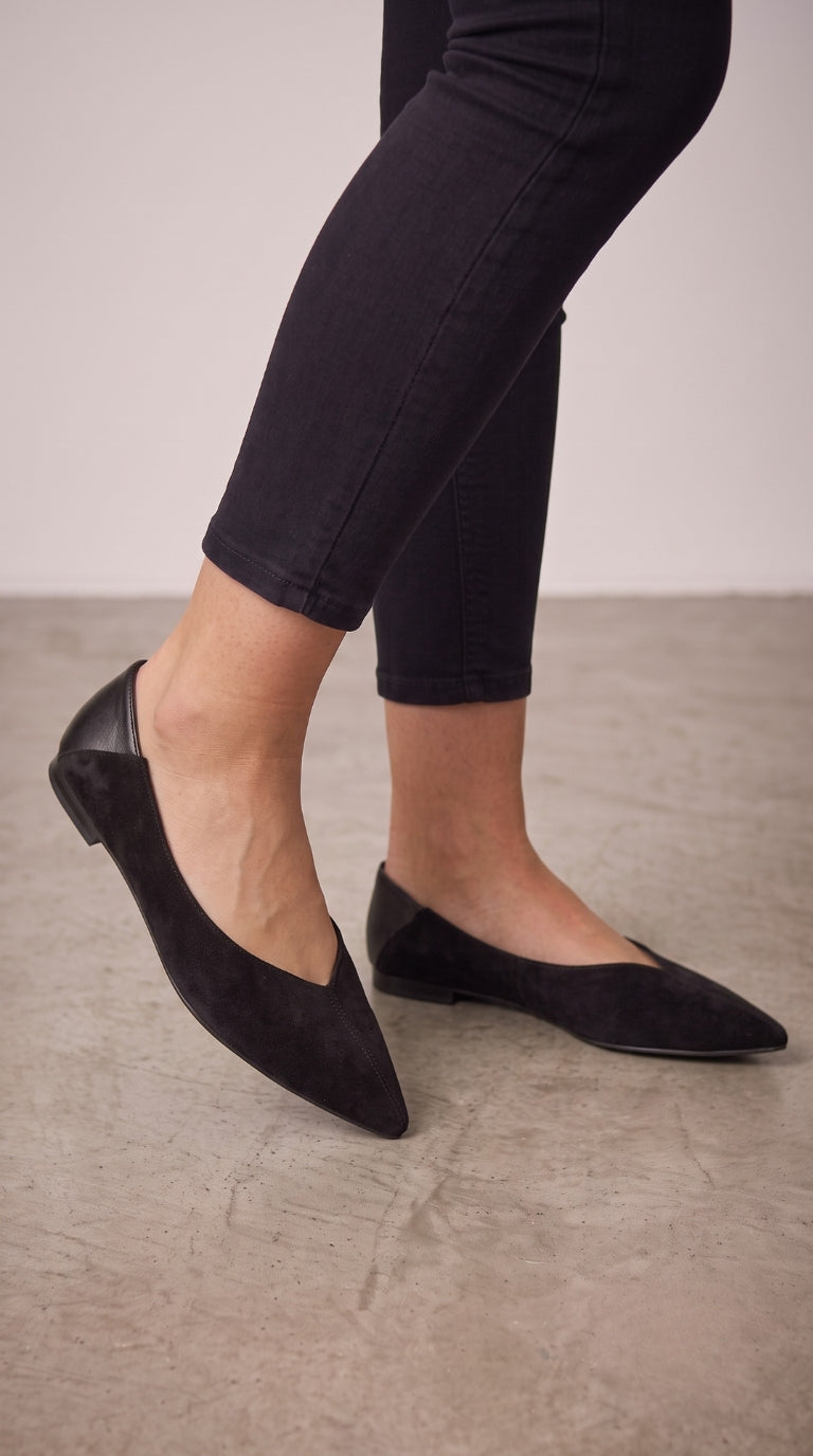 Vivia Faux Suede Pointed Ballet Flats