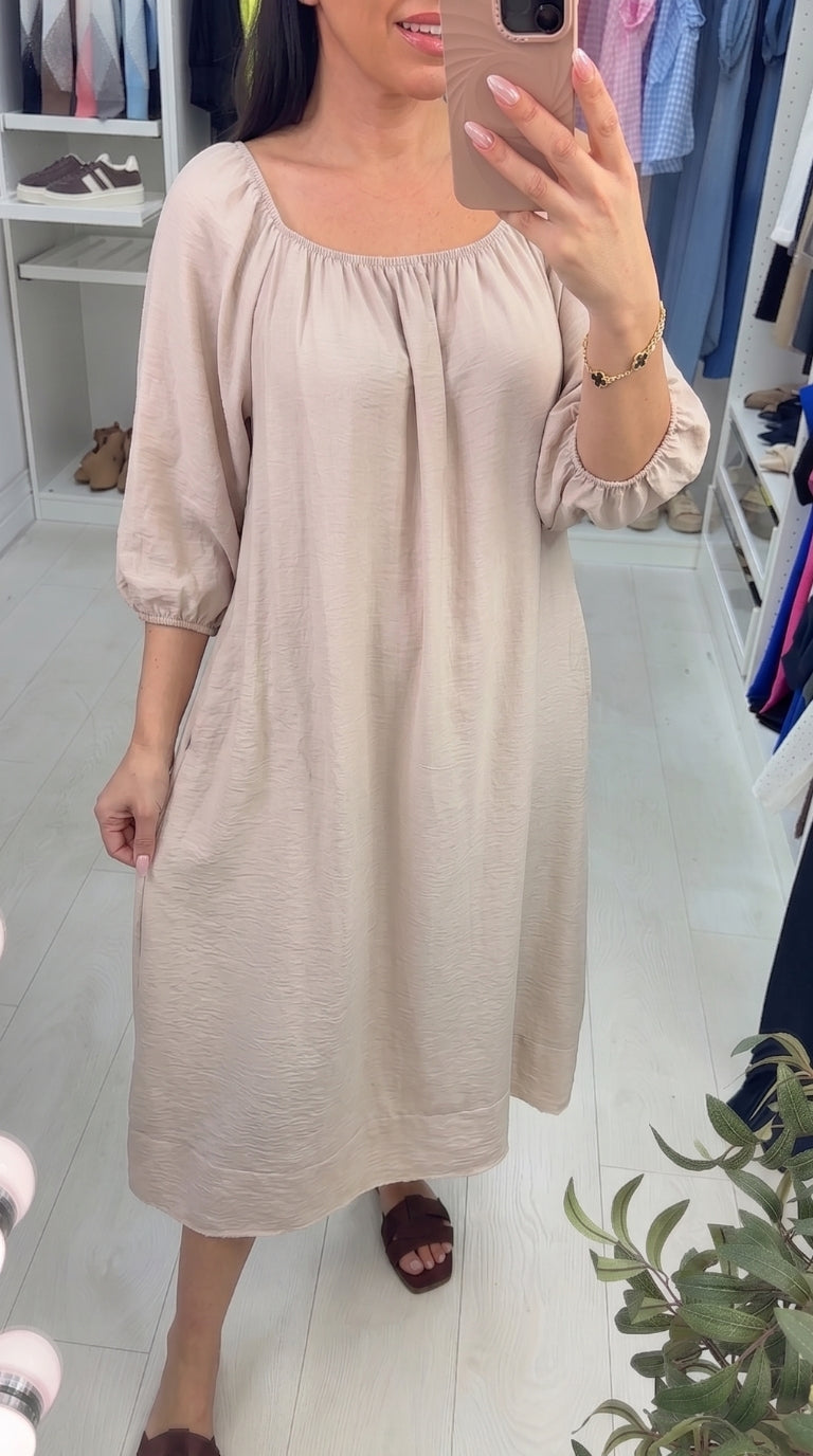 Kleo Plain Elasticated Bardot Smock Dress