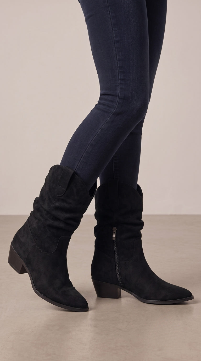 Gianna Faux Suede Runched Pointed Boots