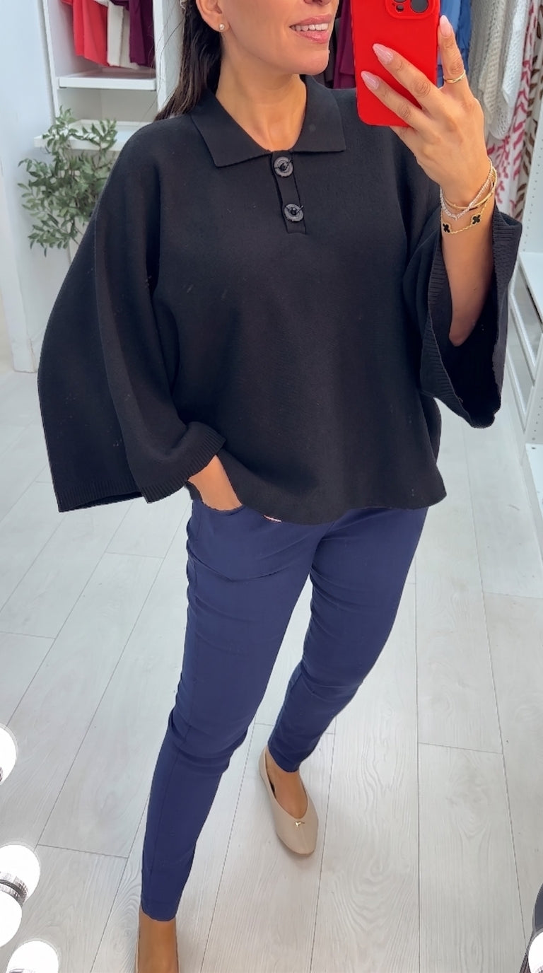 Hilarie Plain Collared Batwing Jumper