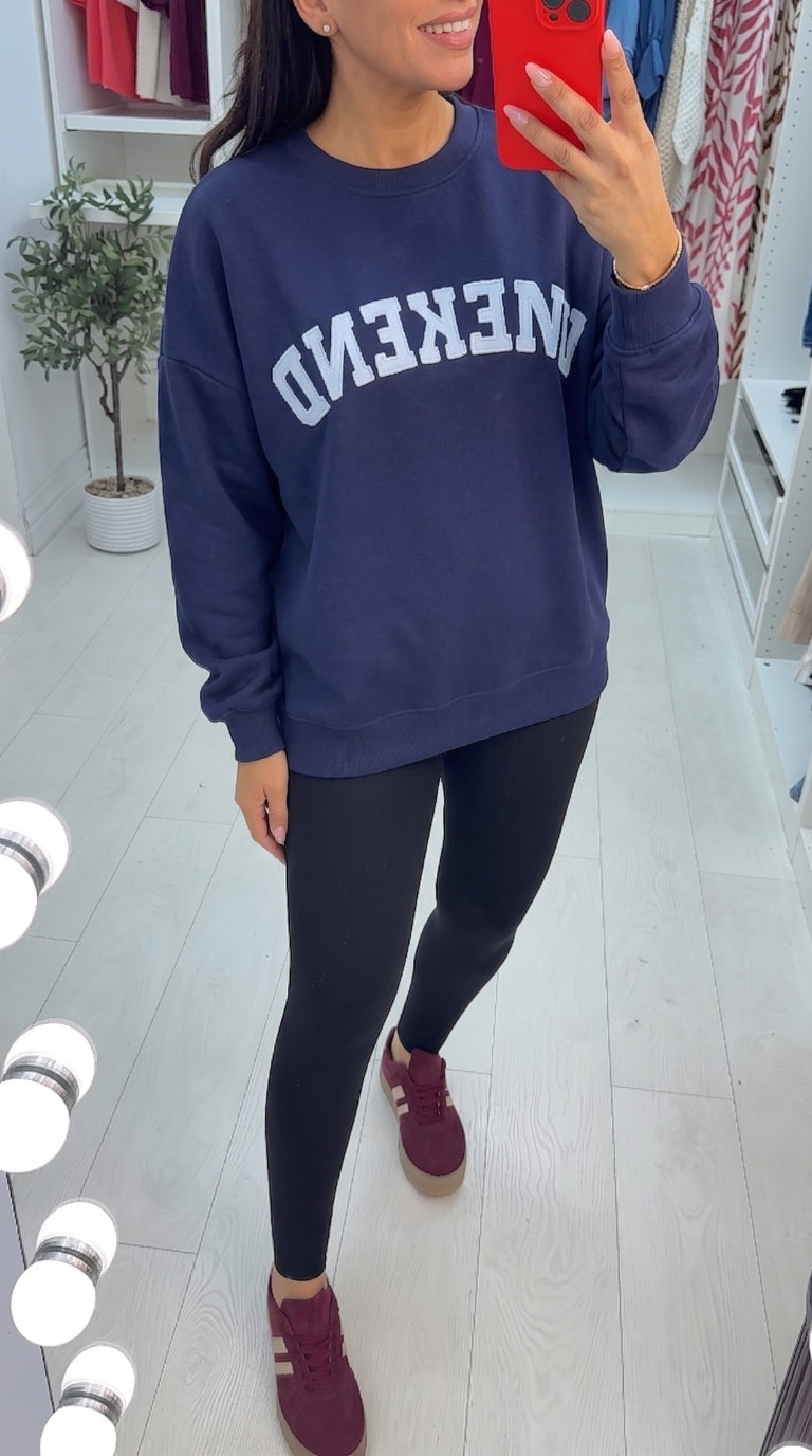 Daria 'Weekend' Slogan Loose Fit Sweatshirt