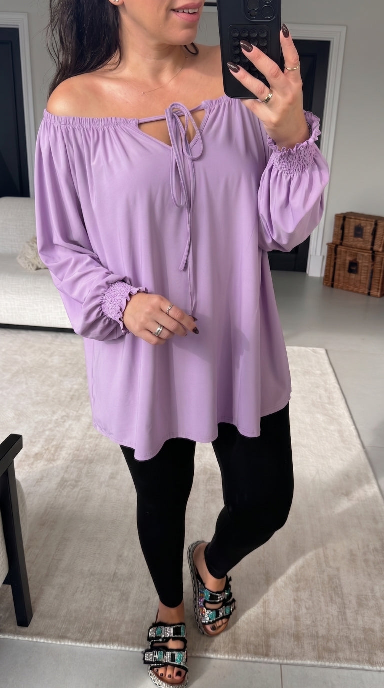 Teresa Plain Loose Fit Bardot Top
