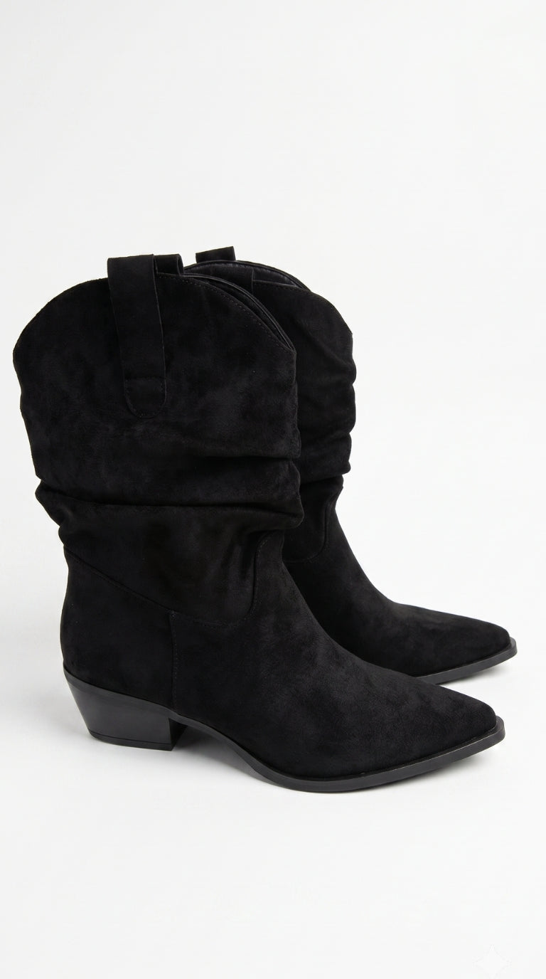 Gianna Faux Suede Runched Pointed Boots