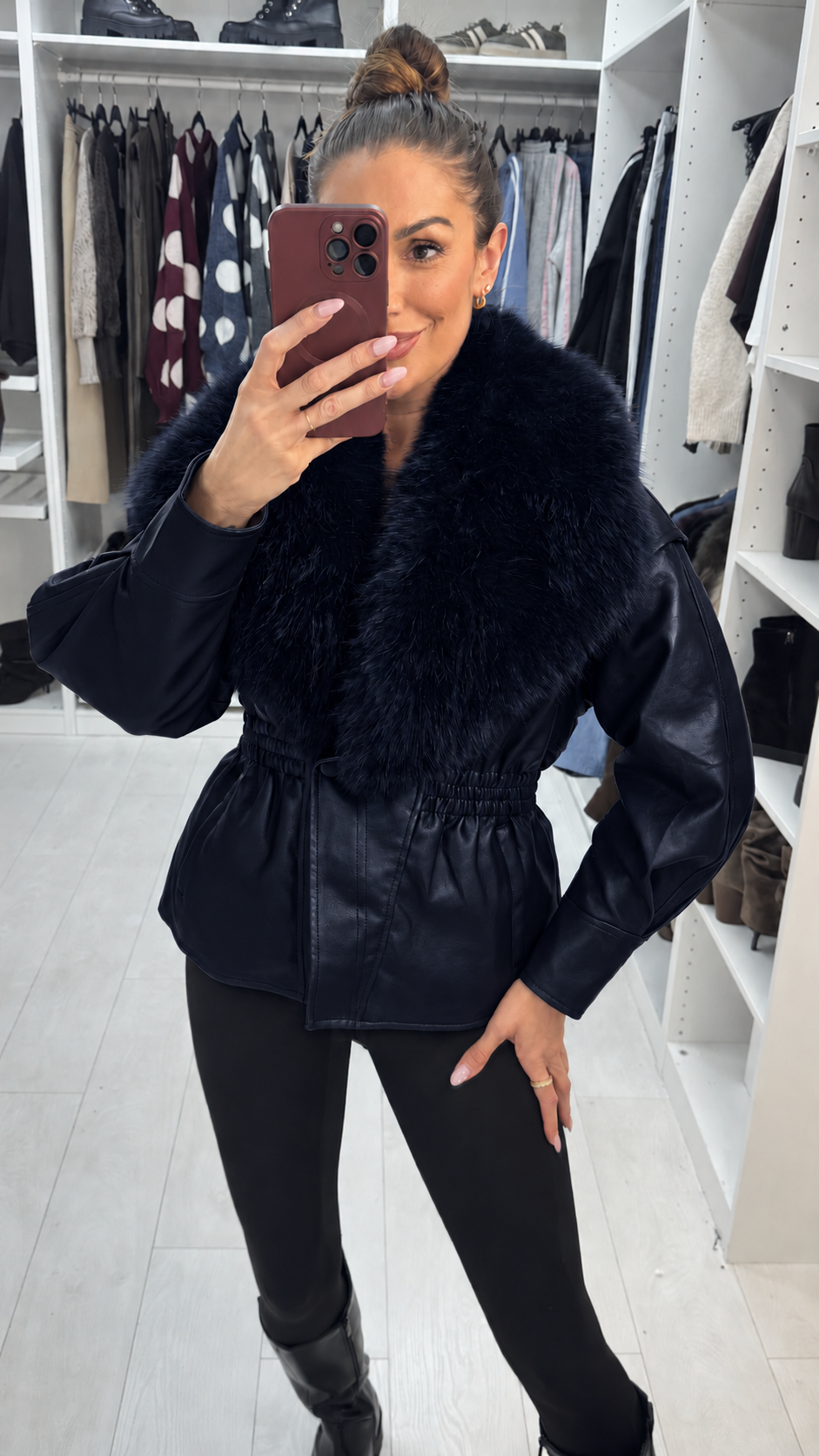 Caris Faux Fur & Leather Jacket