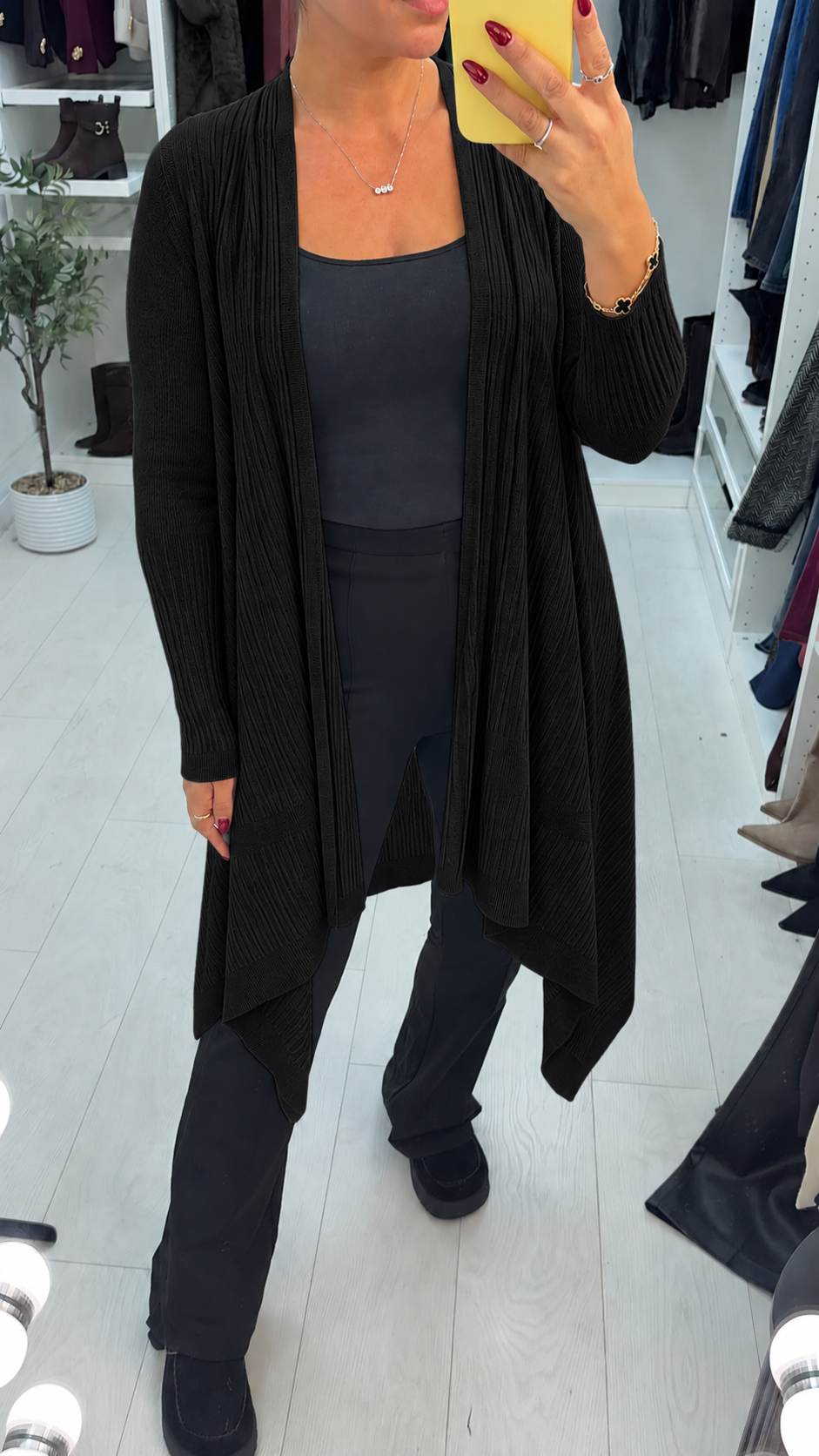 Beverley Plain Ribbed Asymmetric Cardigan