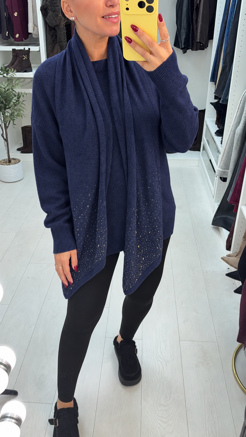 Francis Plain Diamante Embellished Scarf Jumper
