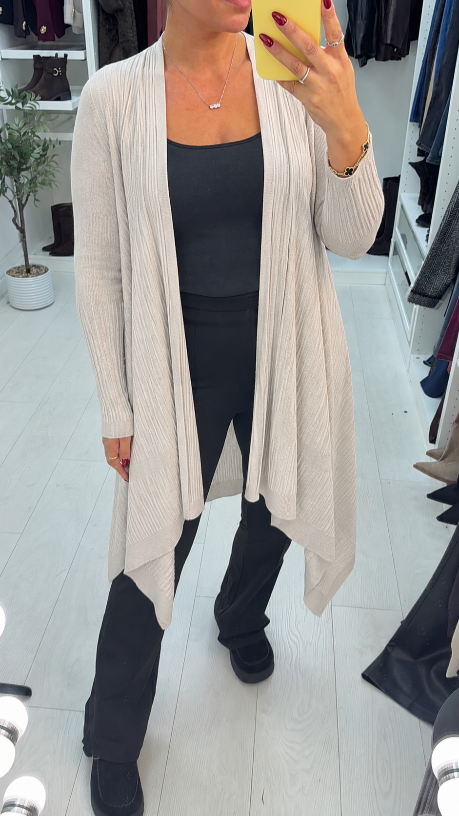 Beverley Plain Ribbed Asymmetric Cardigan