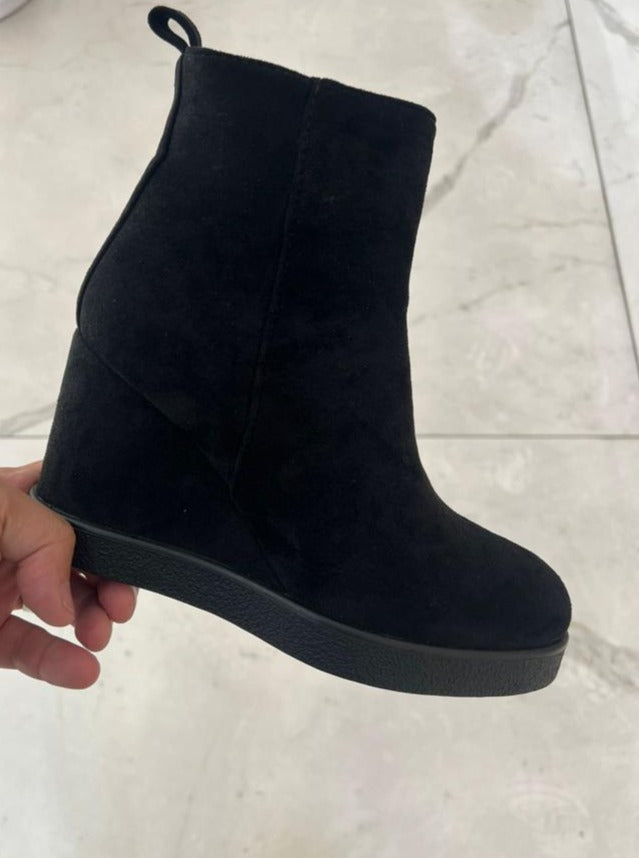 Hira Faux Suede Wedge Boots