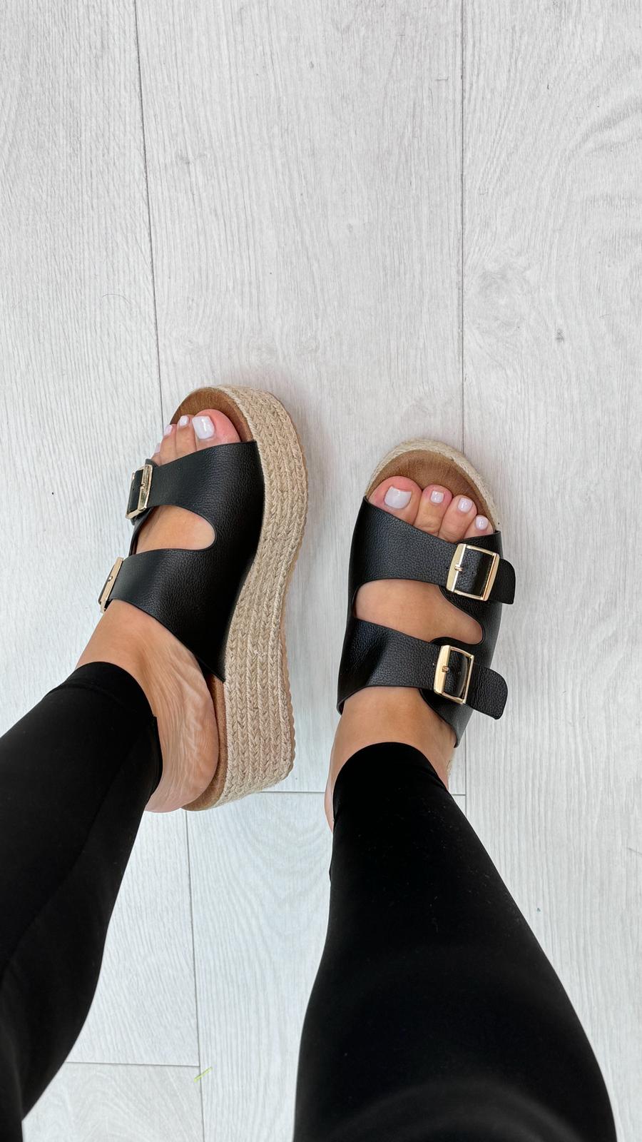 Ynes Platform Double Buckle Mules