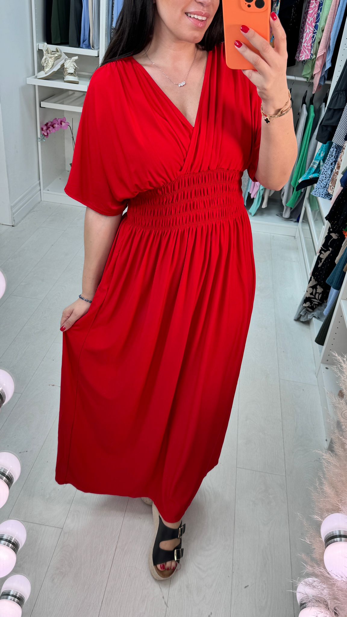 Ileyna Plain Elasticated Waist Maxi Dress