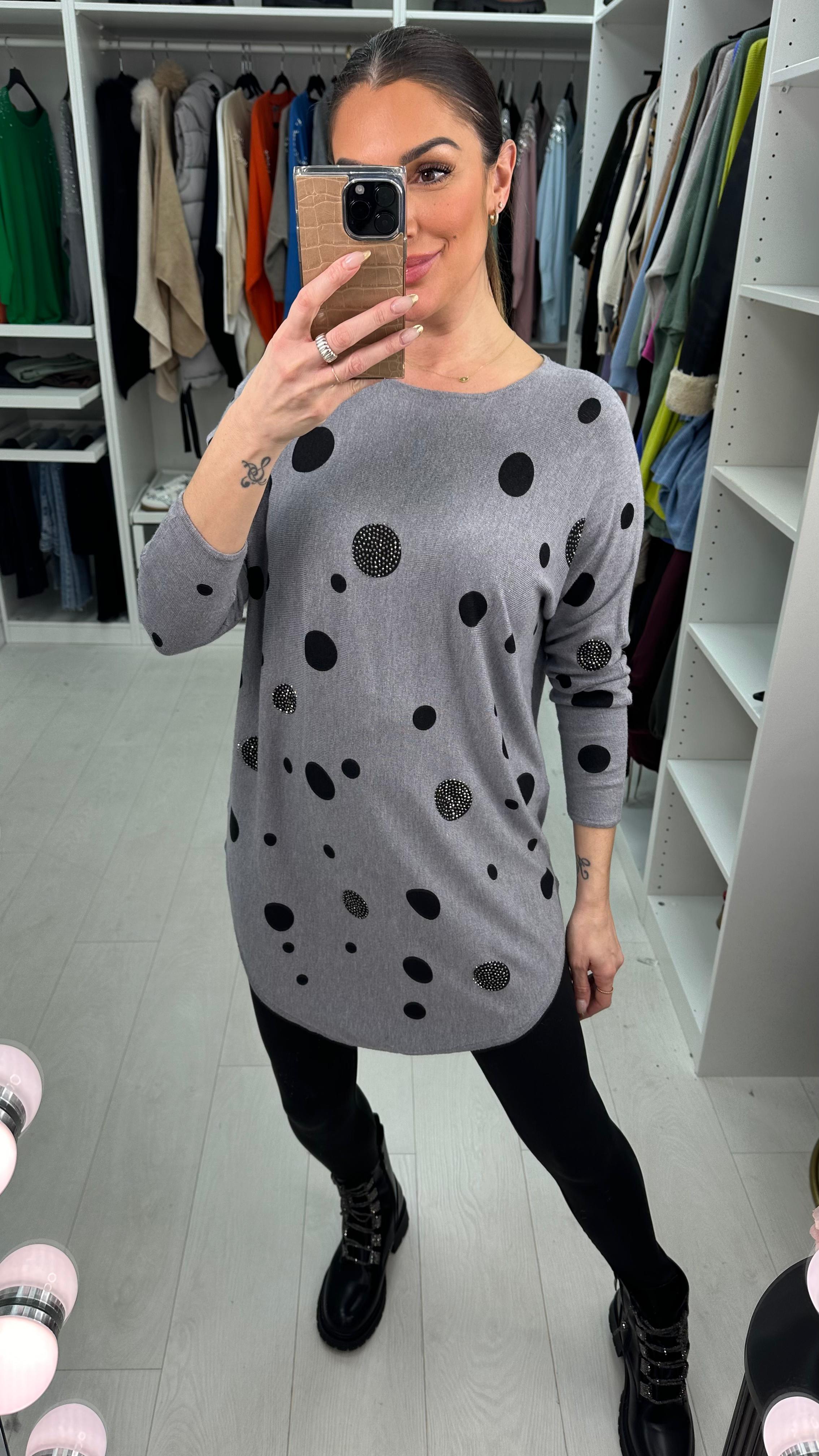 Mildred Diamante Spot Fine Knit Jumper
