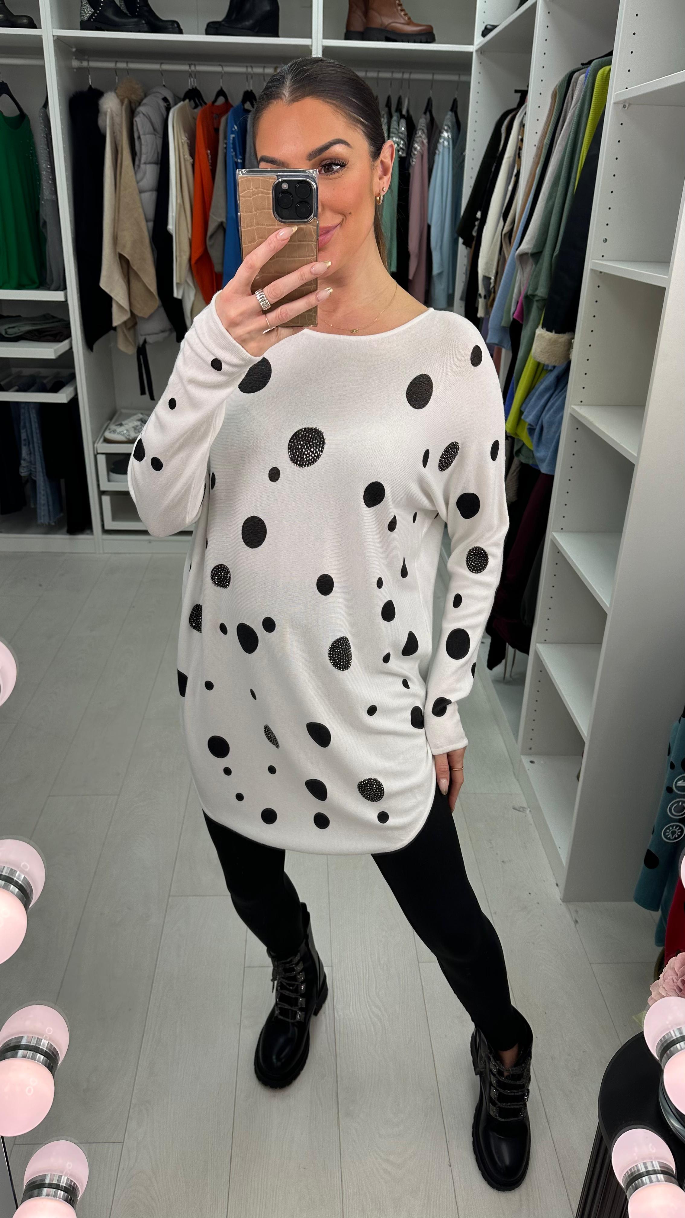 Mildred Diamante Spot Fine Knit Jumper