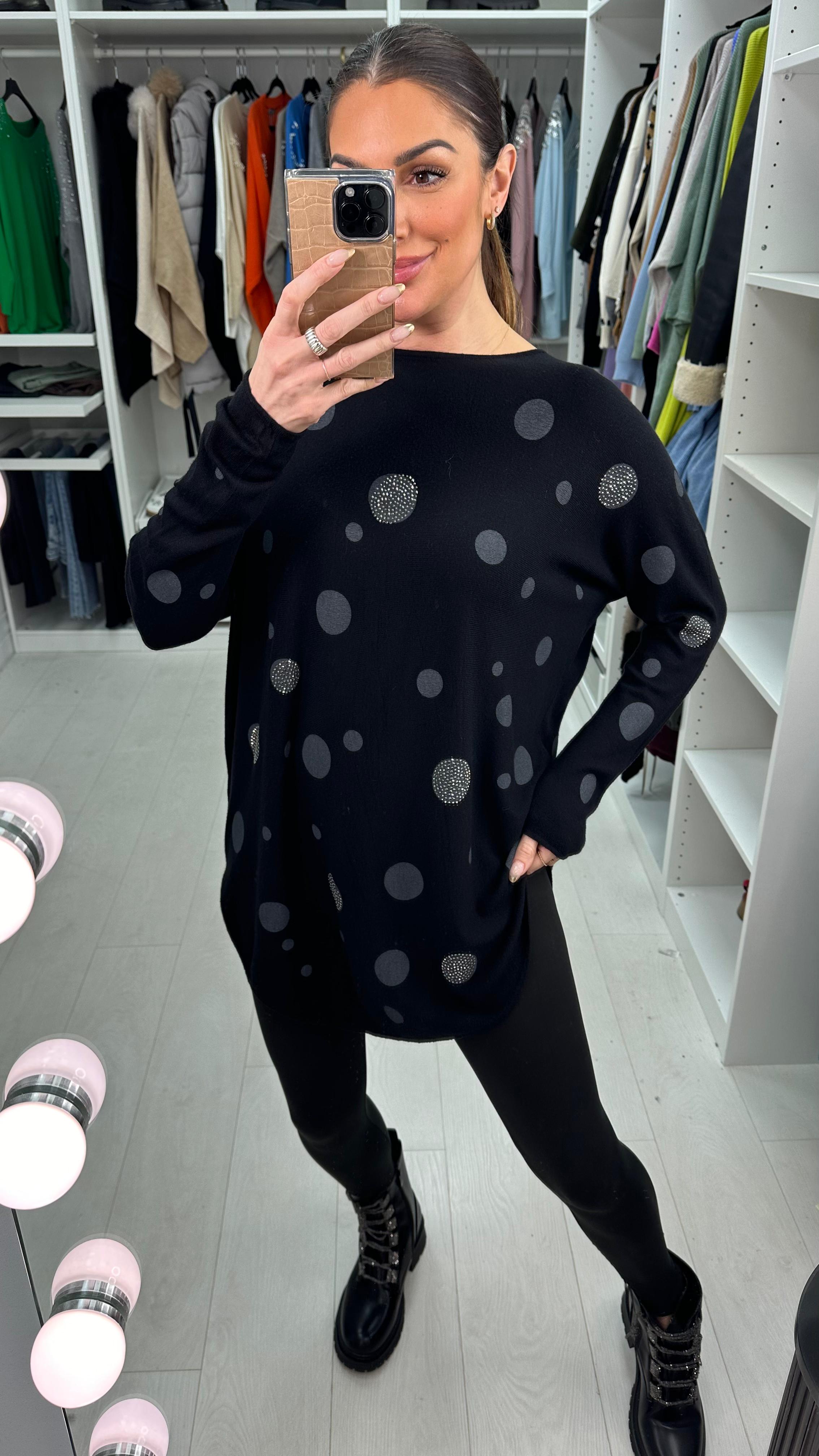 Mildred Diamante Spot Fine Knit Jumper