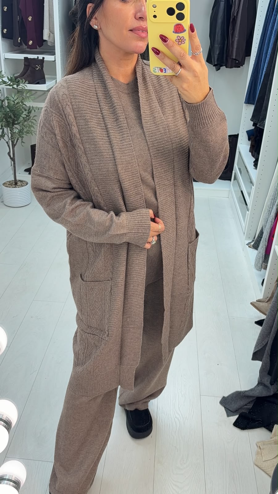 Jenesis Plain Cable Knit 3 Piece Loungewear Set