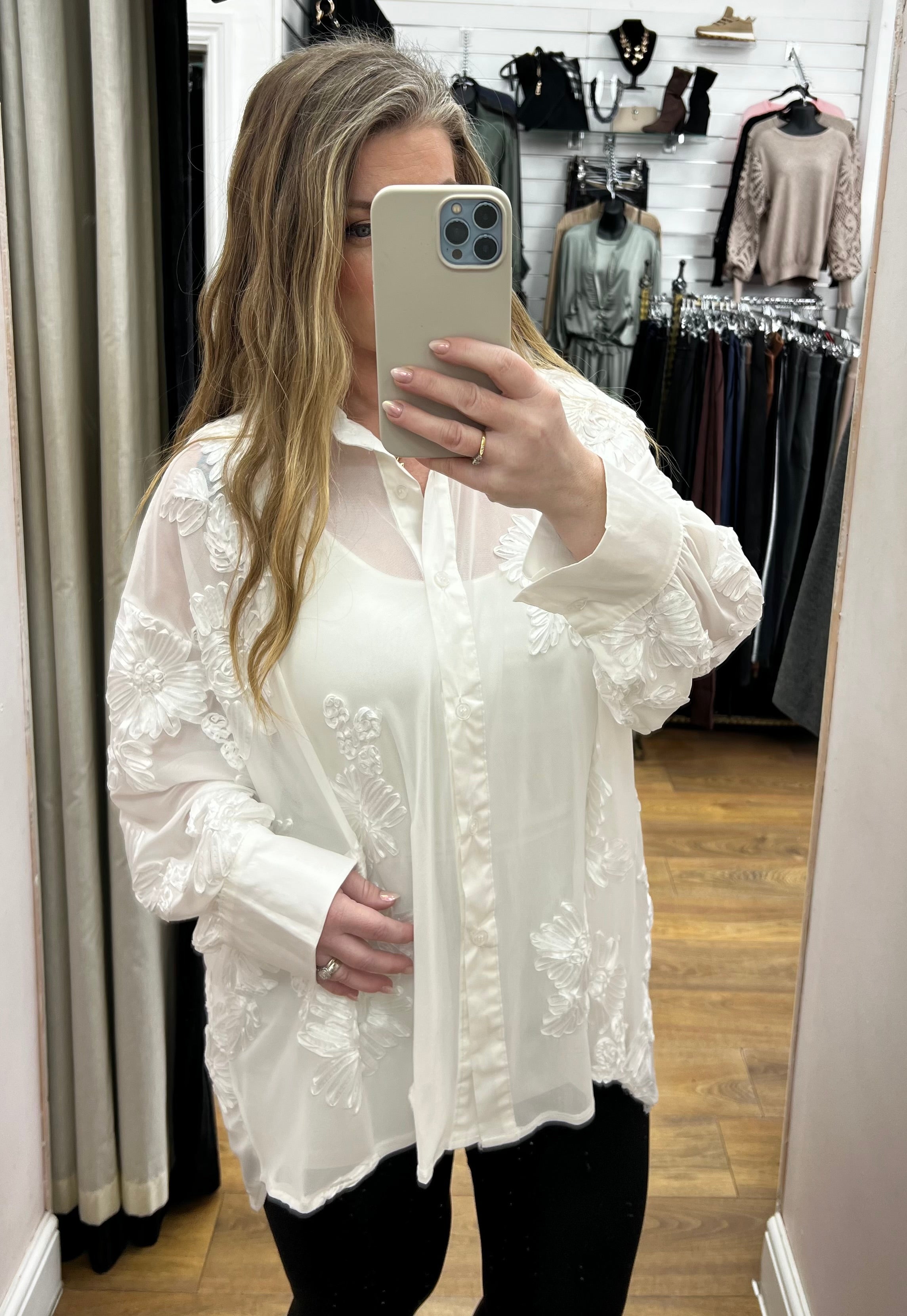Claudia Embroidered Floral Loose Fit Blouse