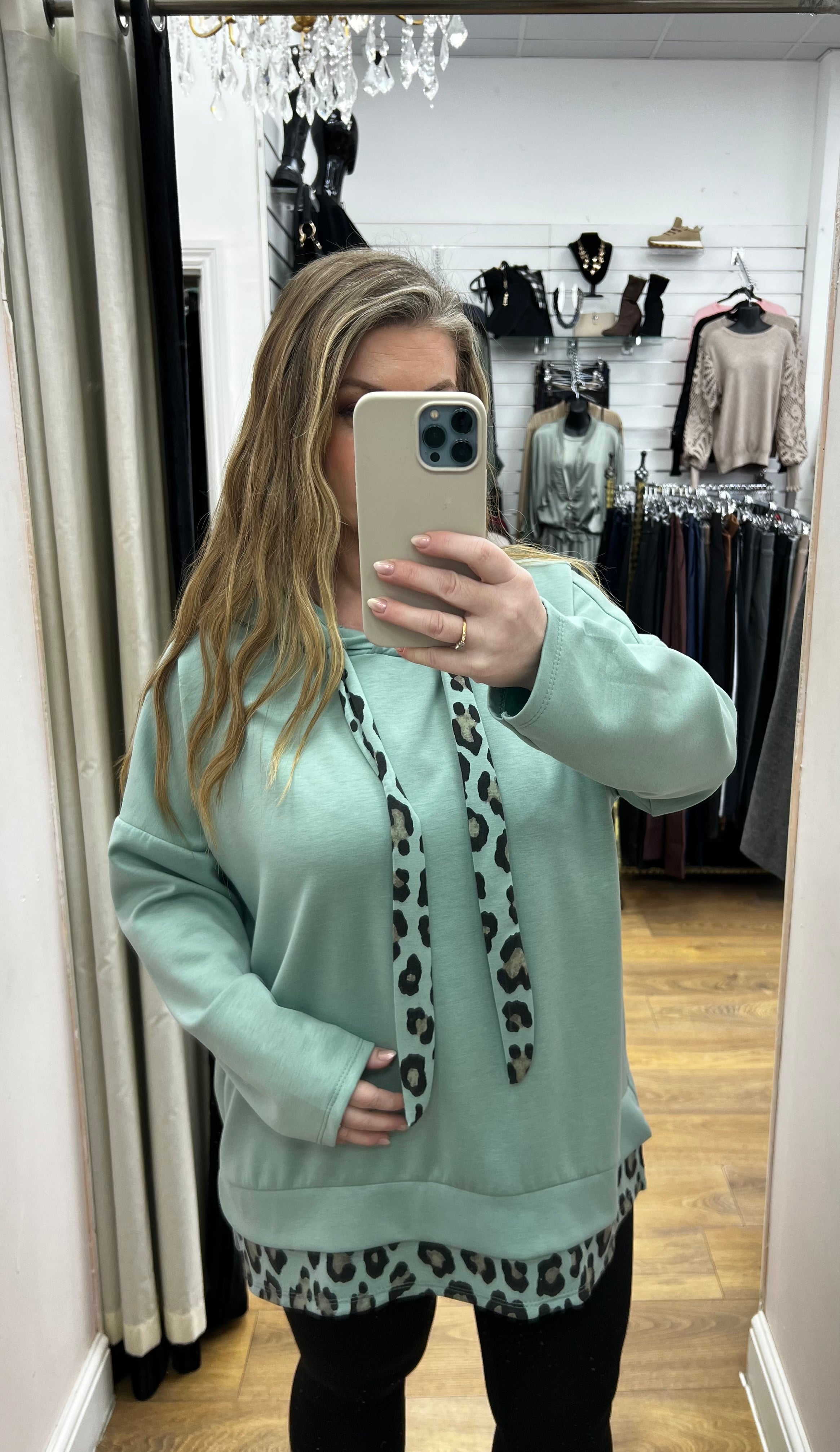 Tensa Leopard Trim Scuba Sweatshirt