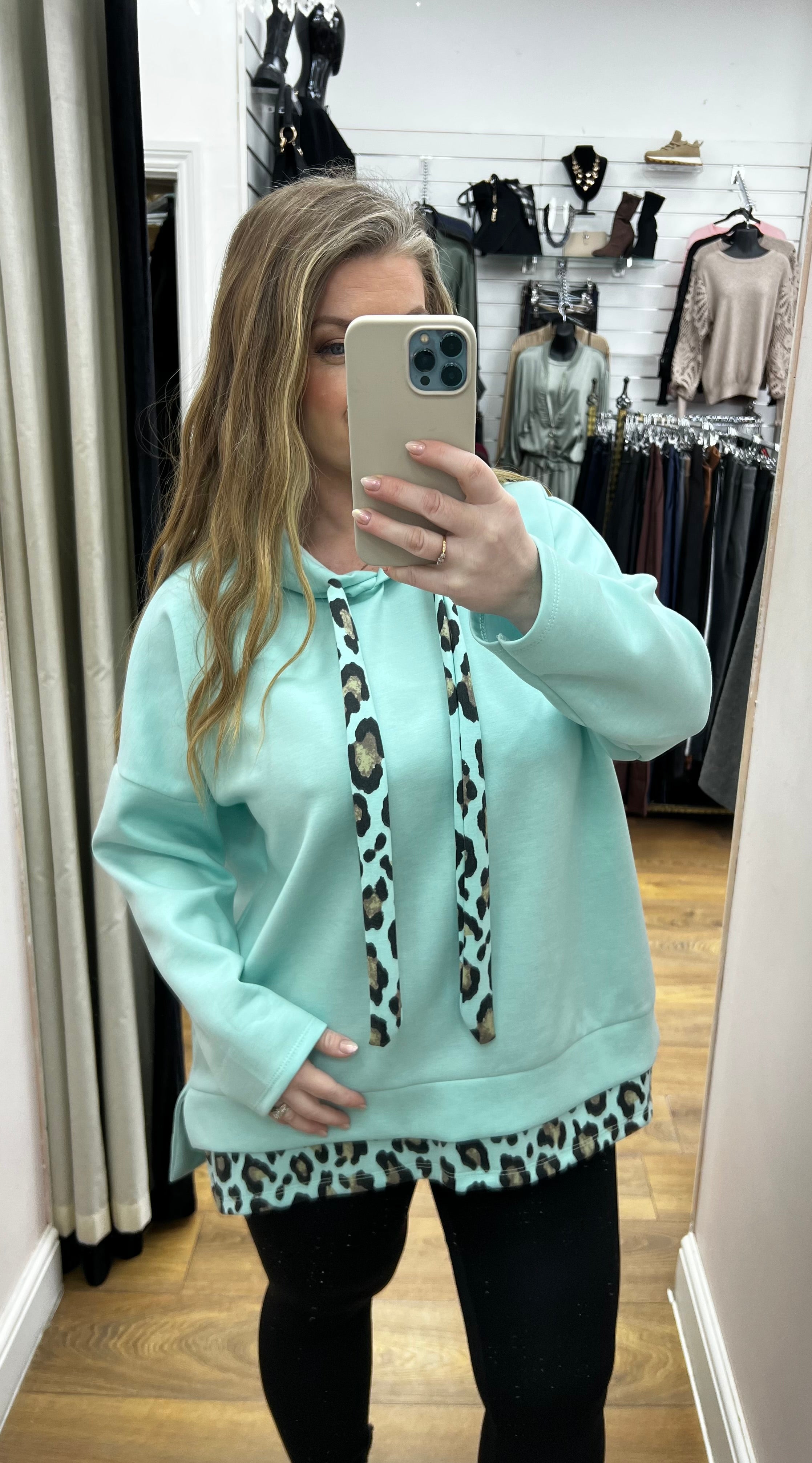 Tensa Leopard Trim Scuba Sweatshirt