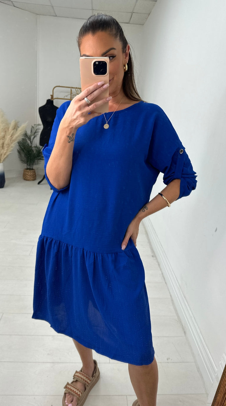 Cheryl Oversized Frill Hem Choker Back Chiffon Dress