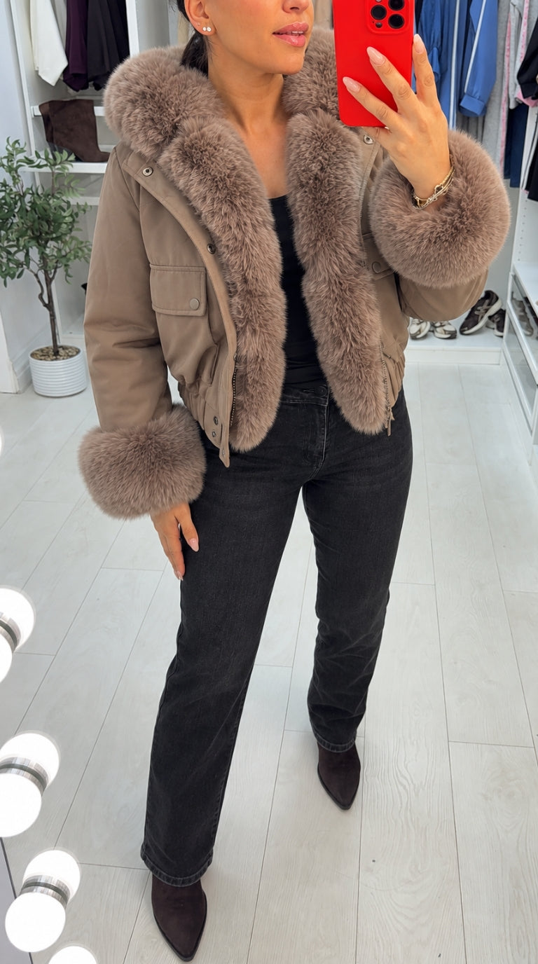 Marena Faux Fur Detailed Hooded Coat