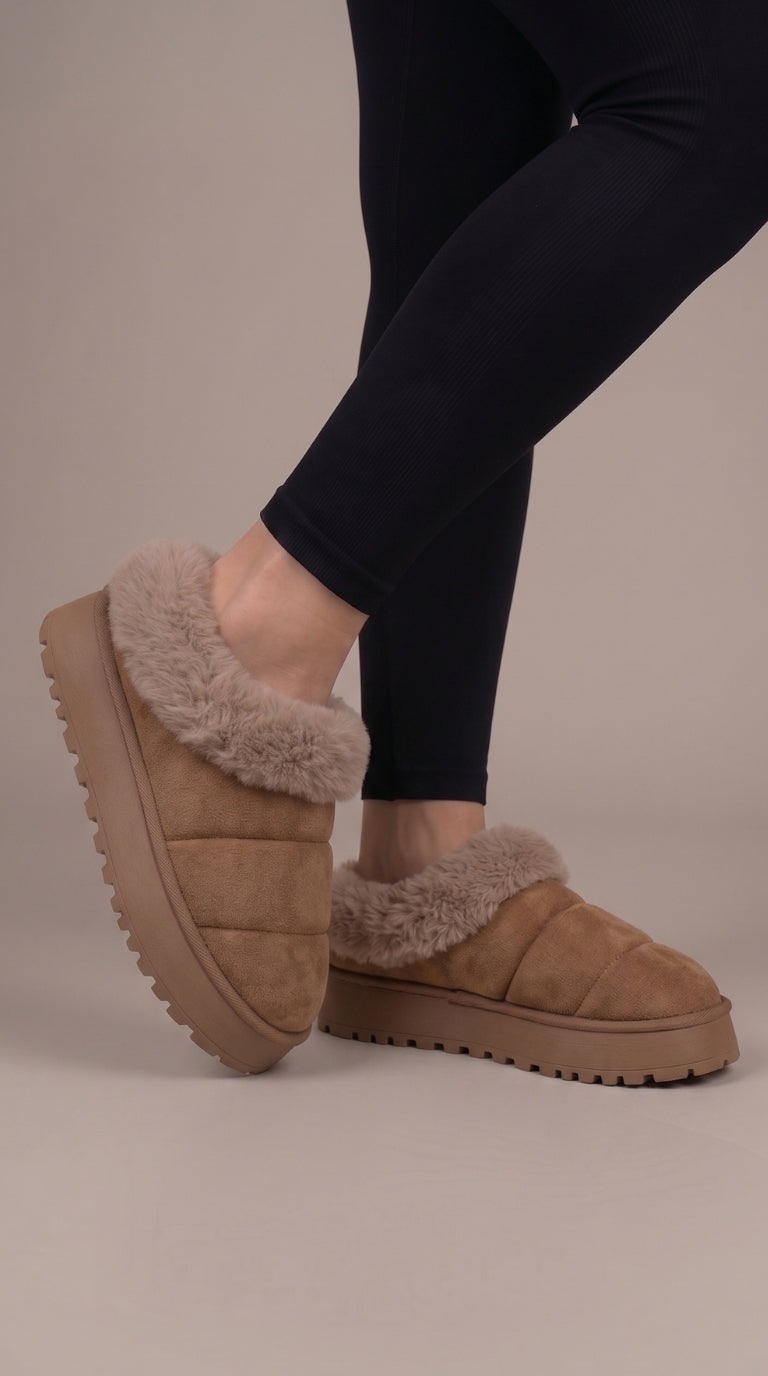 Eris Faux Fur Suede Platform Clogs